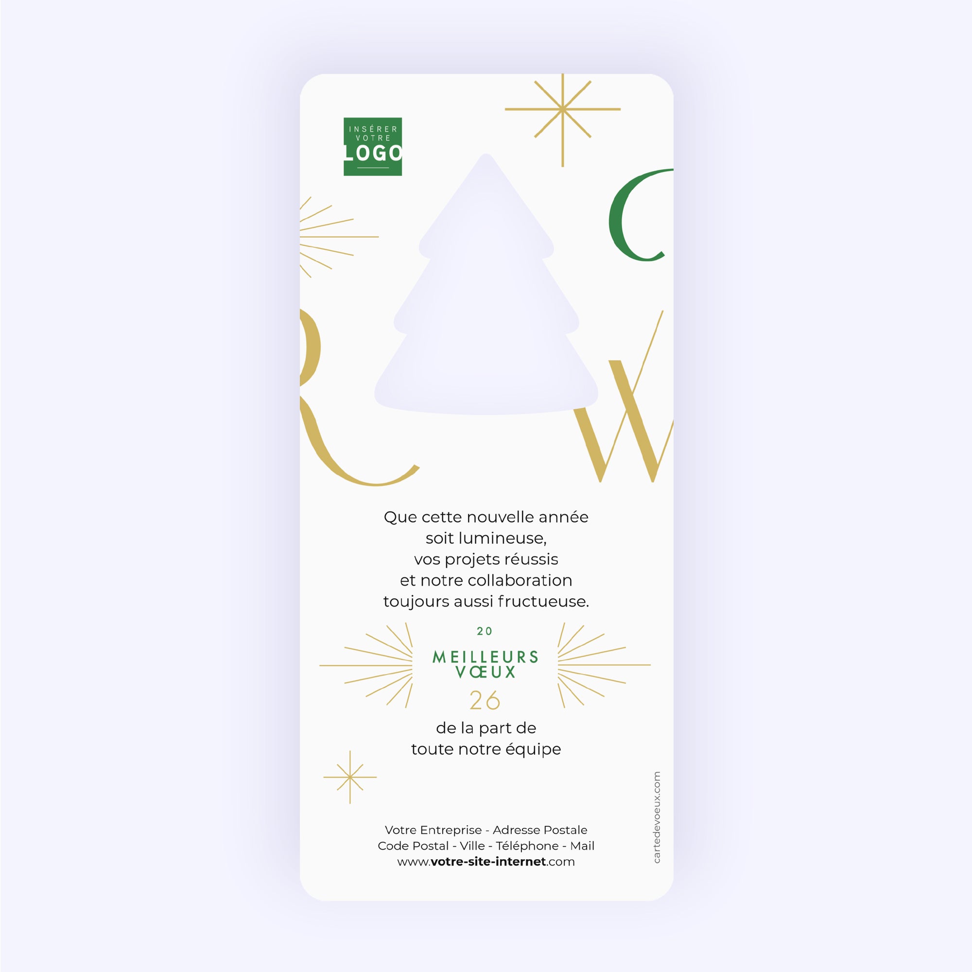 The Golden Type | Vœux professionnels • Carte de voeux dorure • Vertical sapin photo N° 2