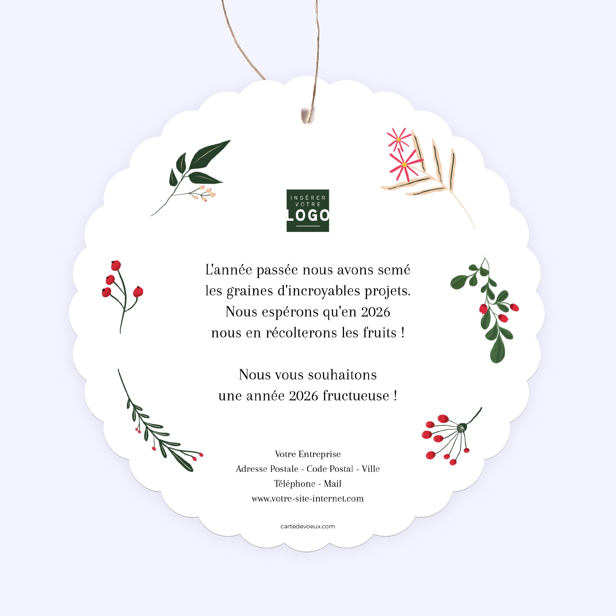 Brindilles de Noël | Vœux professionnels • Boule de Noël papier • Ronde photo N° 2