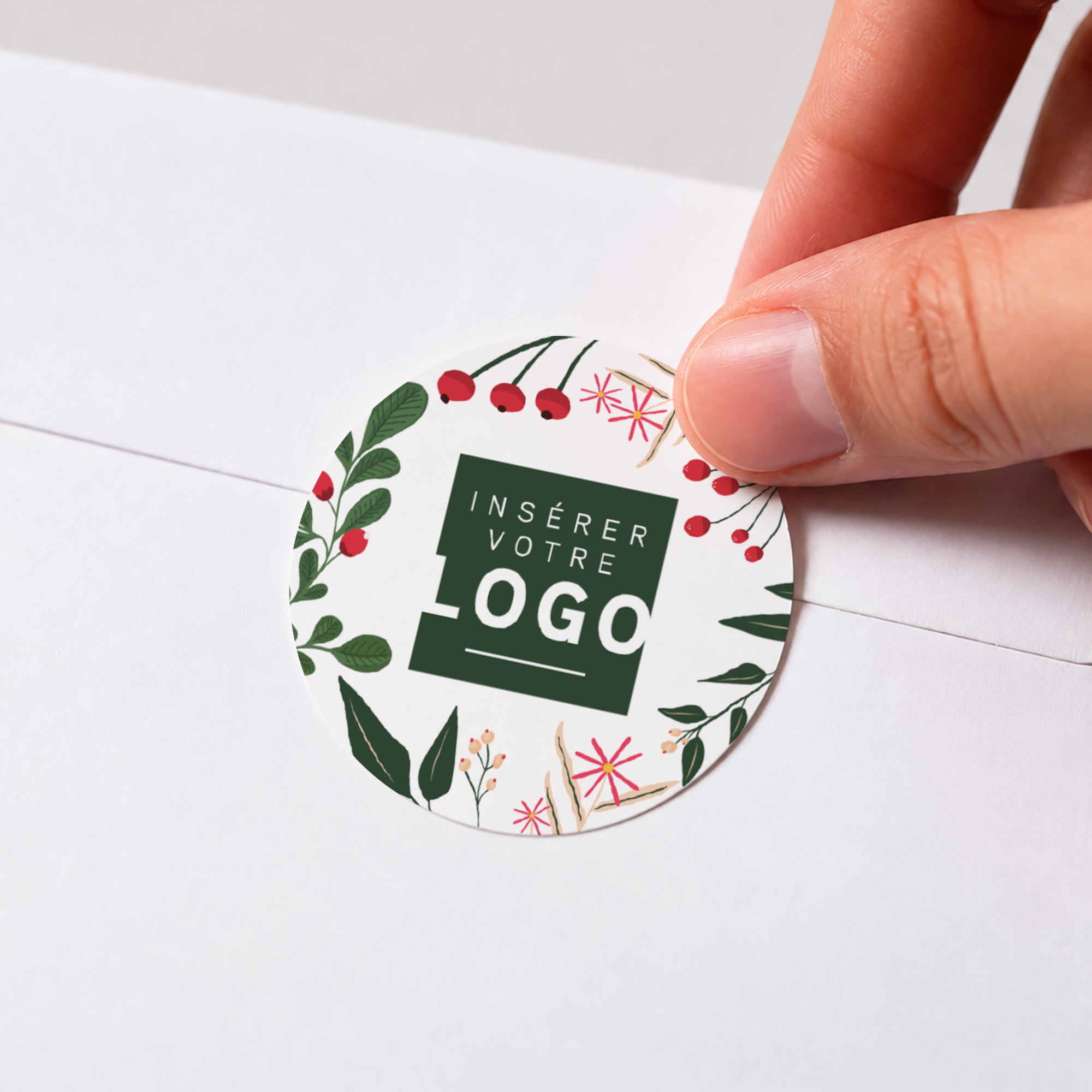 Brindilles de Noël | Vœux professionnels • Sticker • Rond photo N° 1