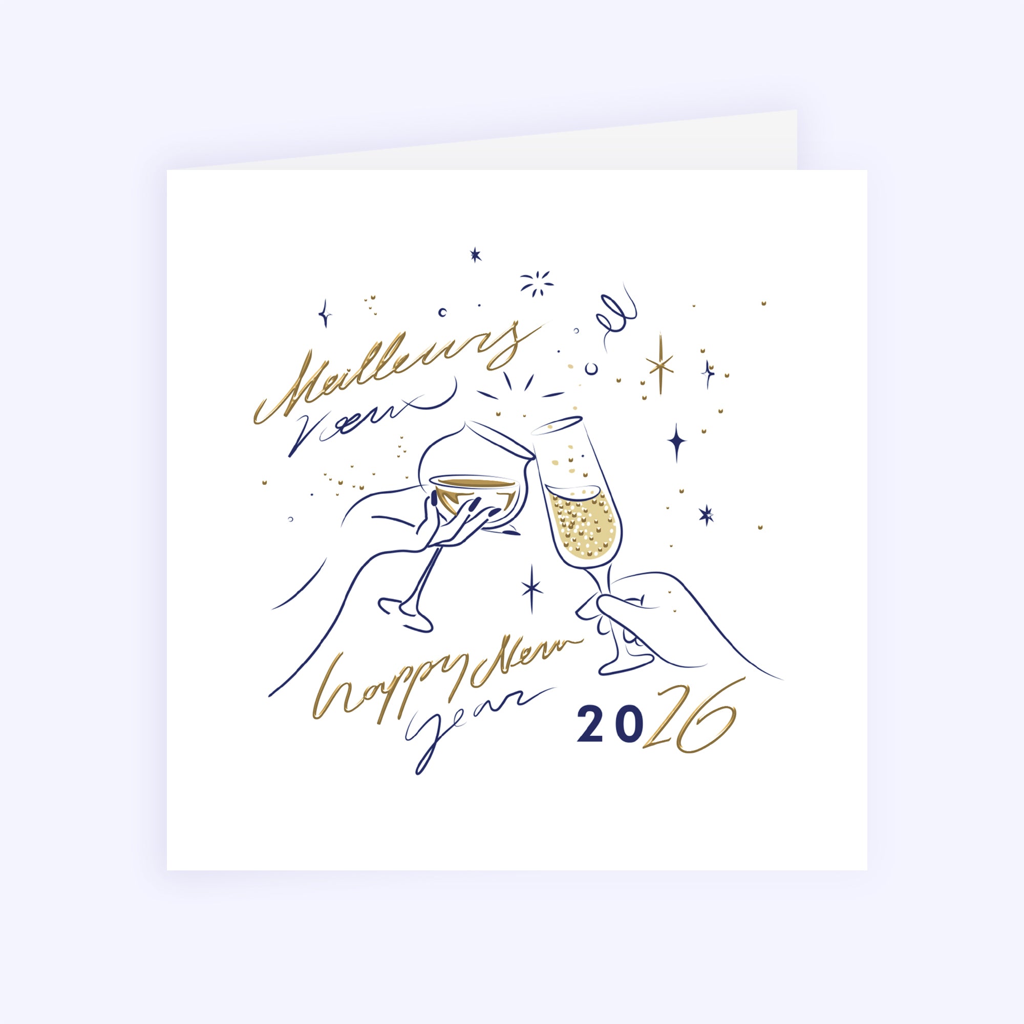 À la bonne année ! | Vœux professionnels • Carte de voeux dorure • Carré double photo N° 1