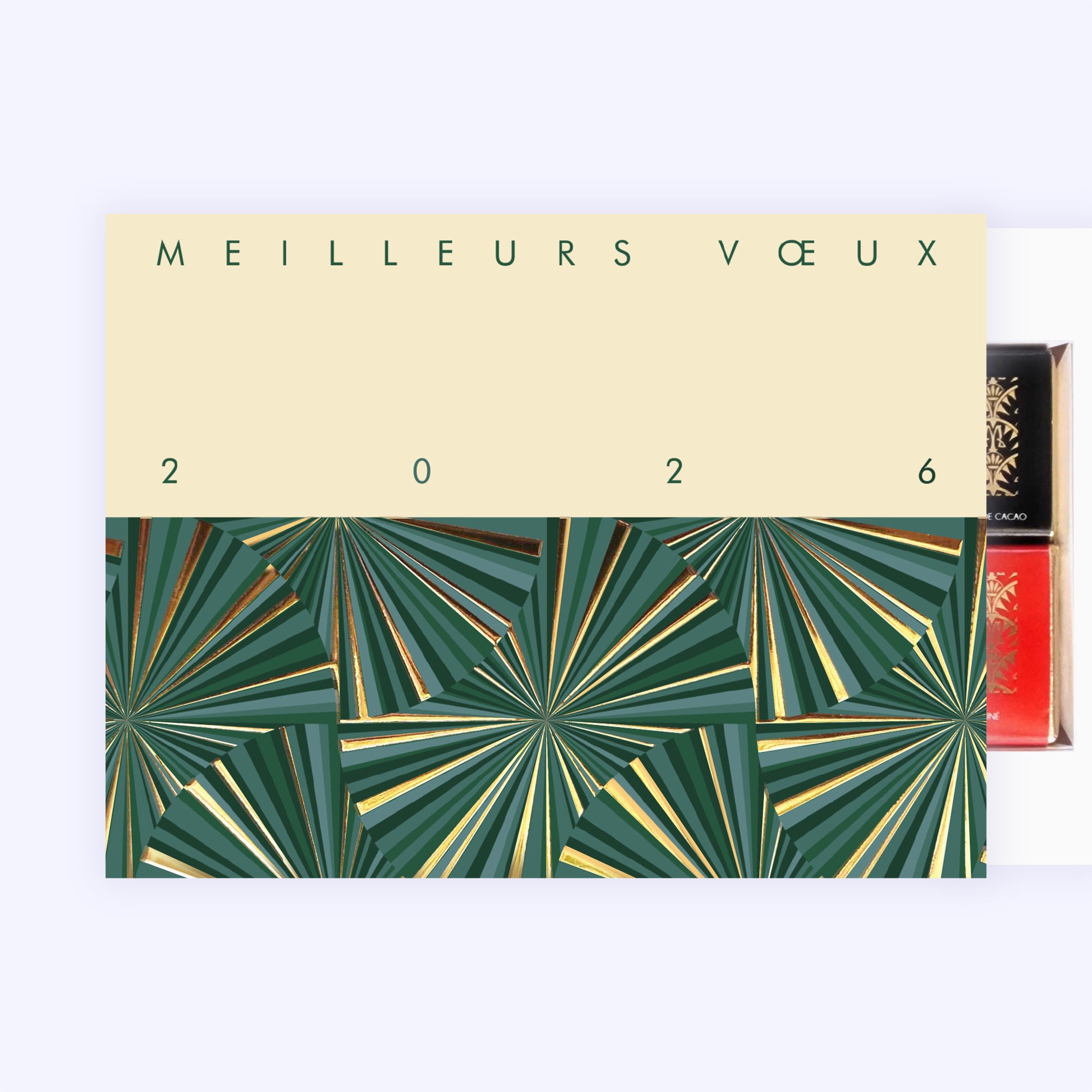 Rouages vert & or | Vœux professionnels • Carte chocolats • Maxim's de Paris photo N° 1