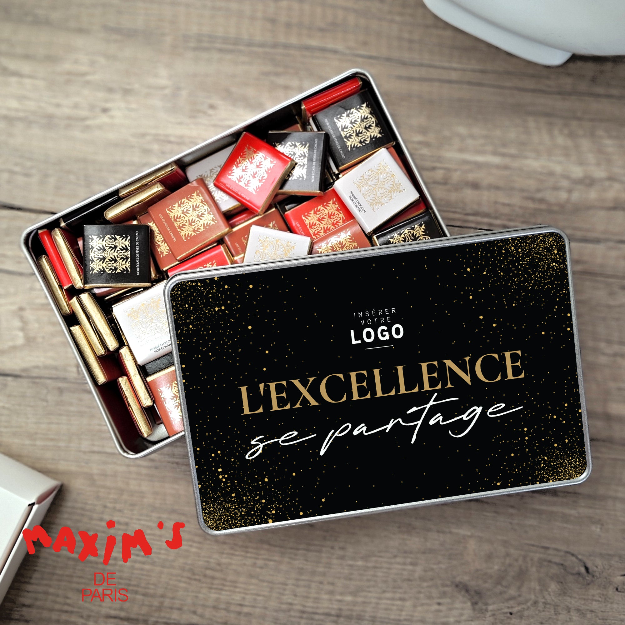 L'excellence se partage | Cadeau entreprise • Boite métallique • Rectangle photo N° 1
