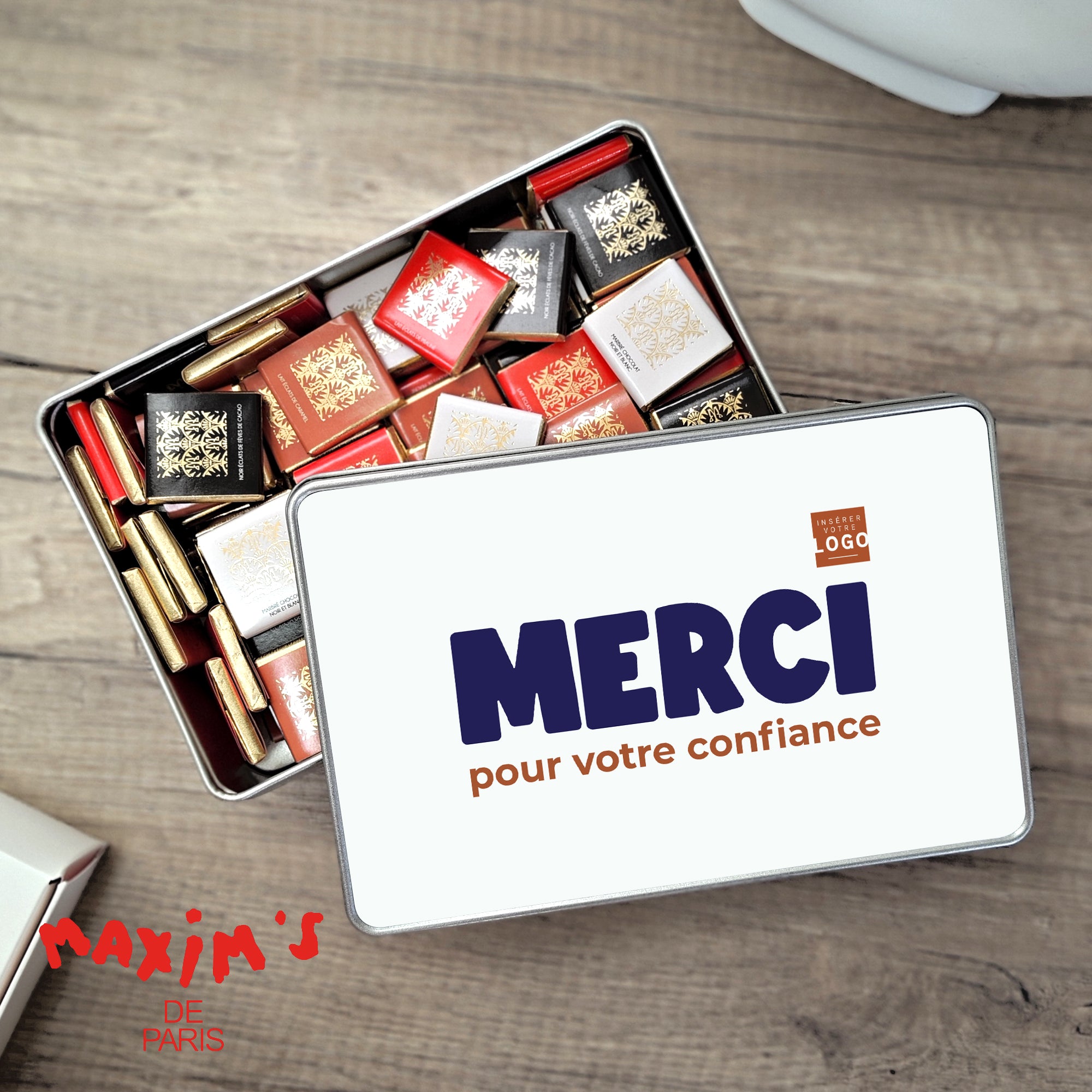 Merci pour votre confiance | Cadeau entreprise • Boite métallique • Rectangle photo N° 1