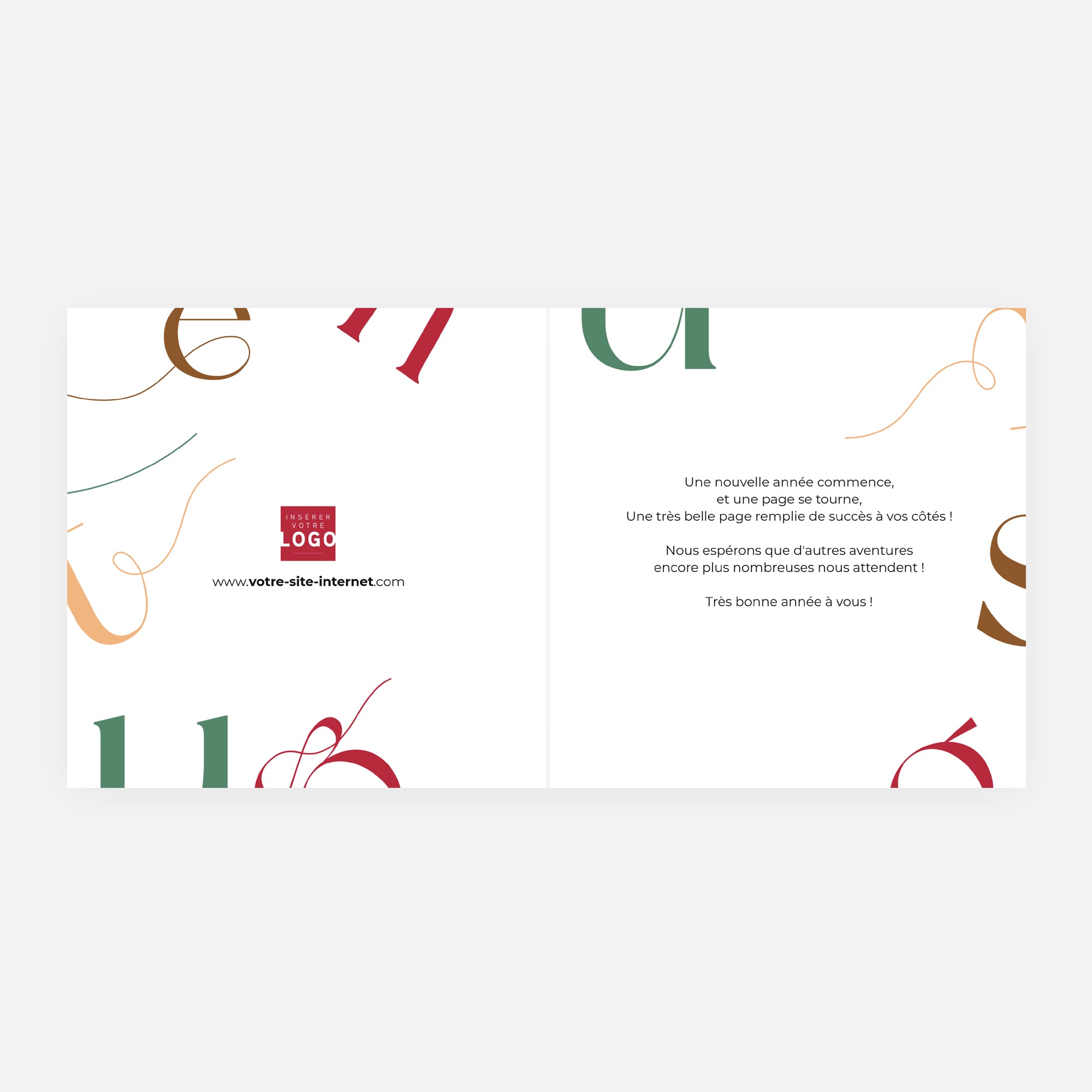 Golden typo | Vœux professionnels • Carte de voeux dorure • Carré double photo N° 2