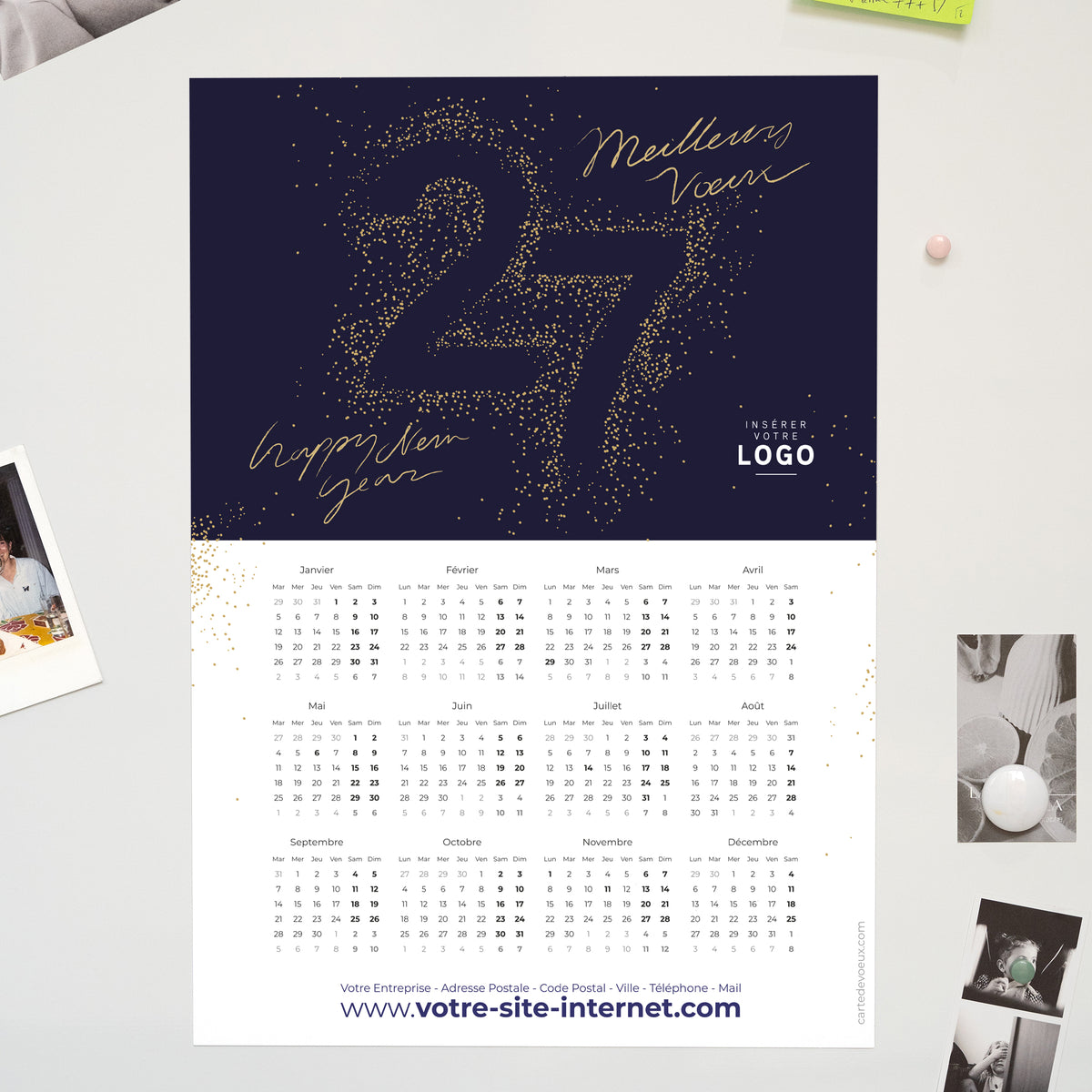L' Avenir scintille | Vœux professionnels • Calendrier professionnel • Magnétique, monopage portrait photo N° 1