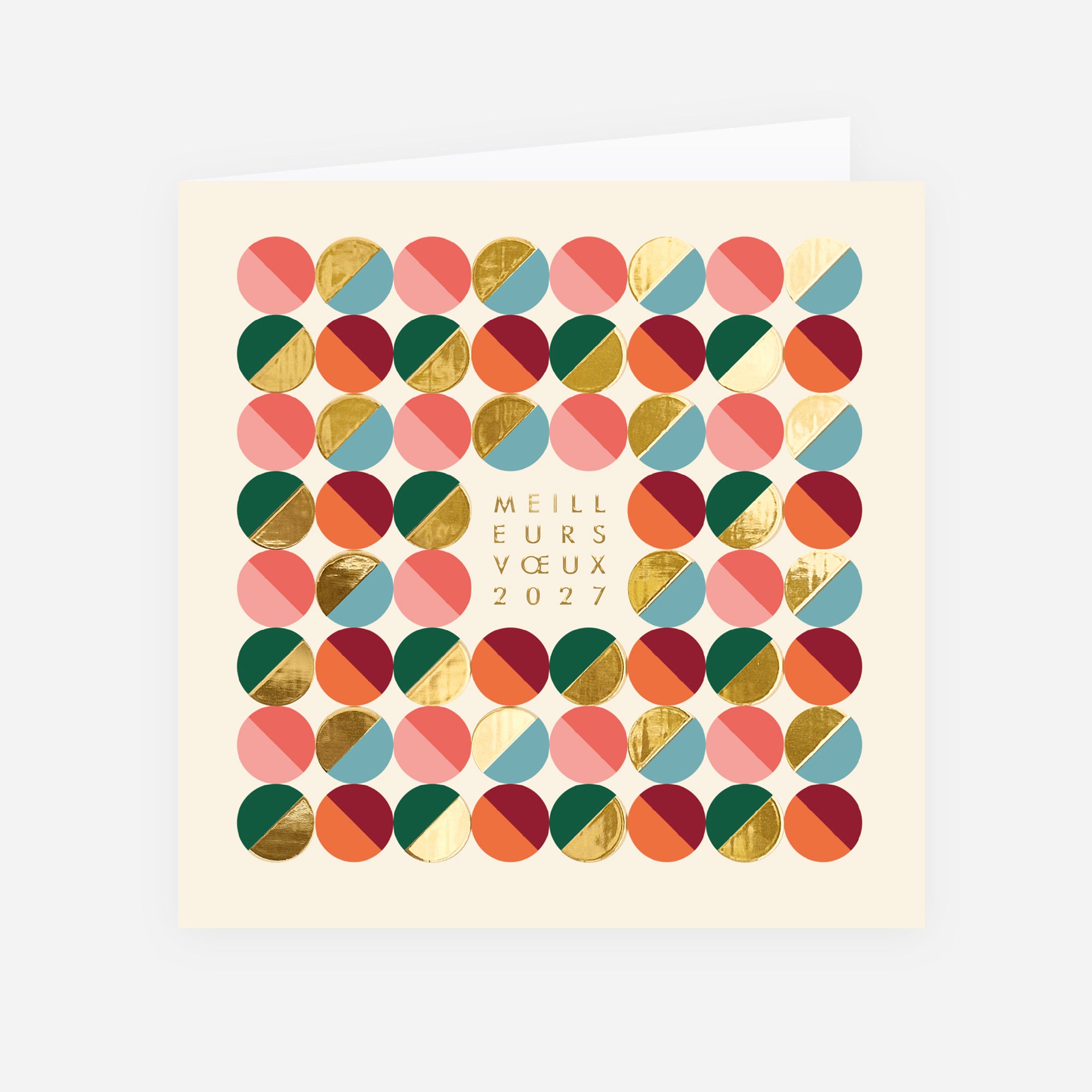 Pop dots | Vœux professionnels • Carte de voeux dorure • Carré double photo N° 1