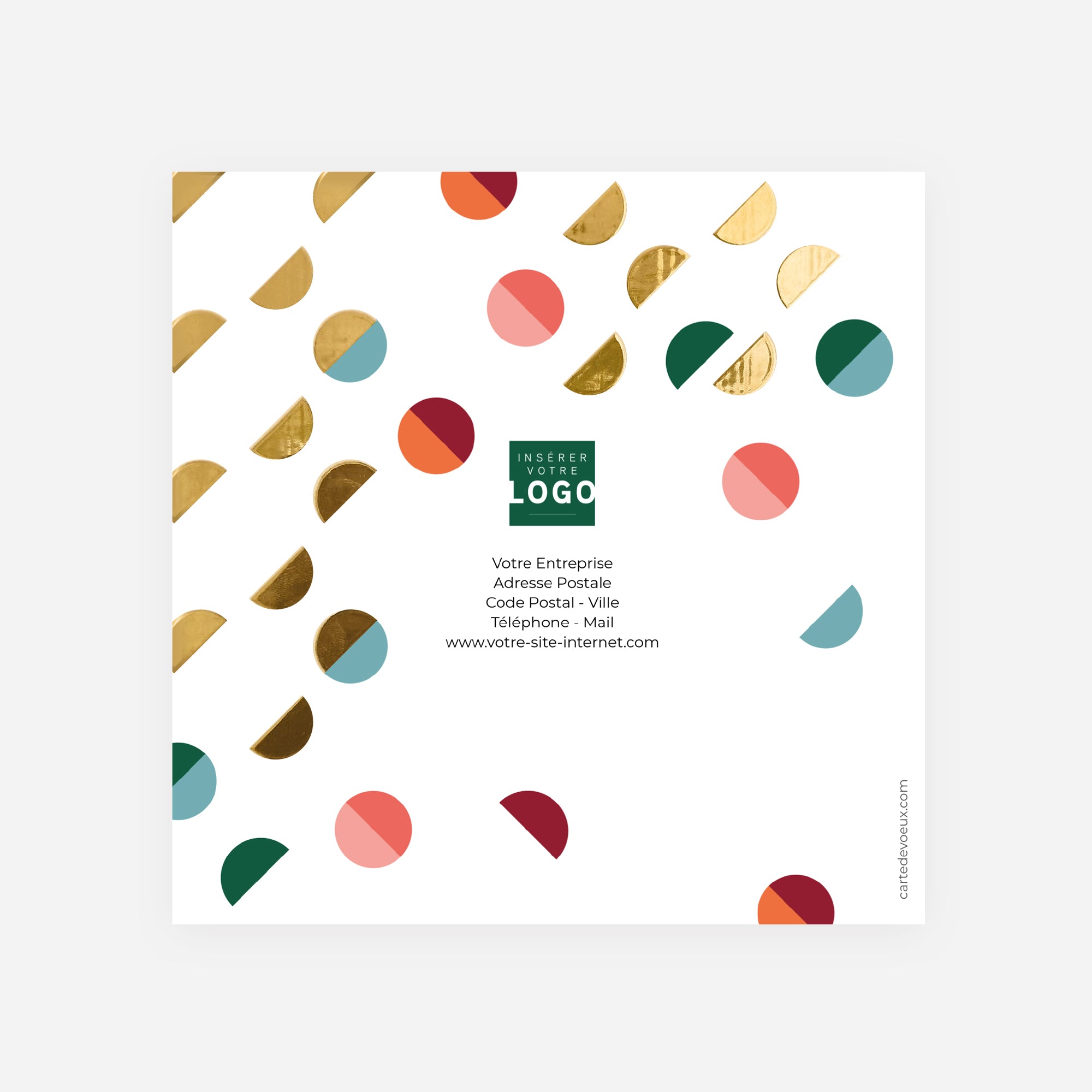 Pop dots | Vœux professionnels • Carte de voeux dorure • Carré double photo N° 3