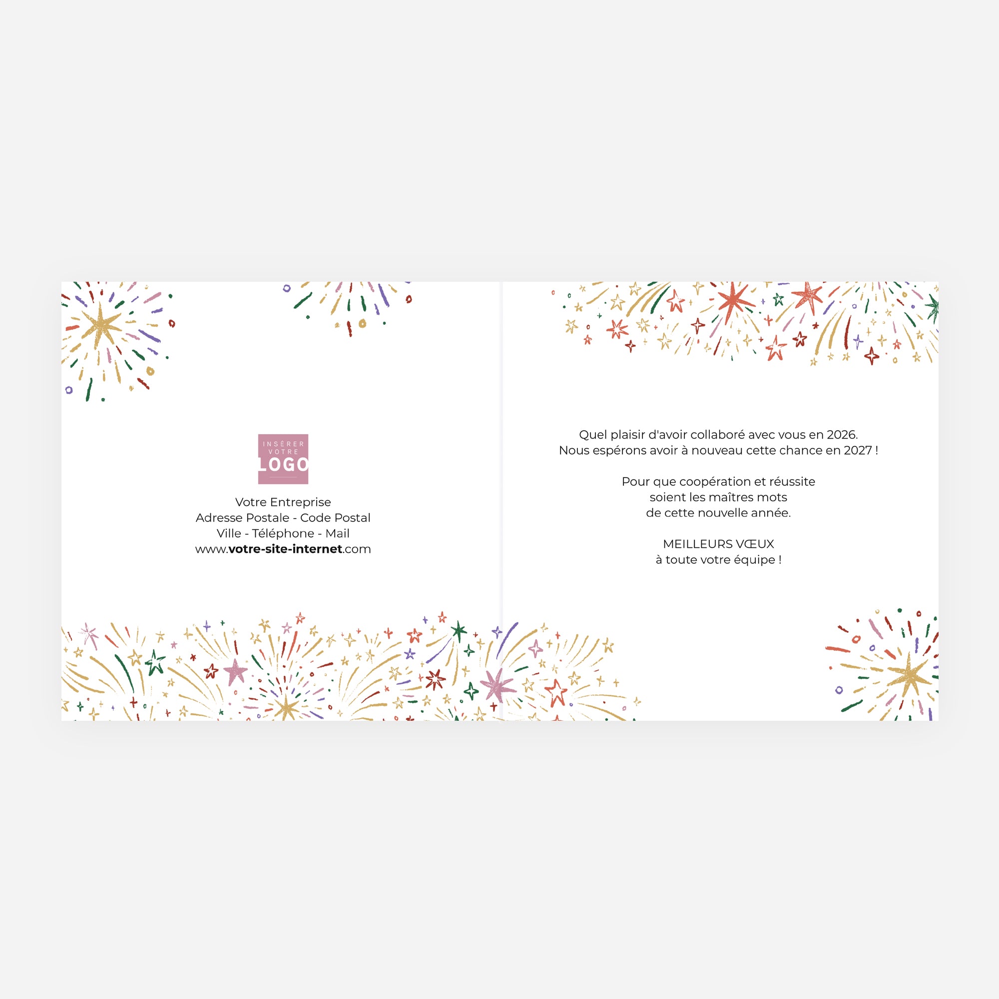 Feux de Joie | Vœux professionnels • Carte de voeux dorure • Carré double photo N° 2