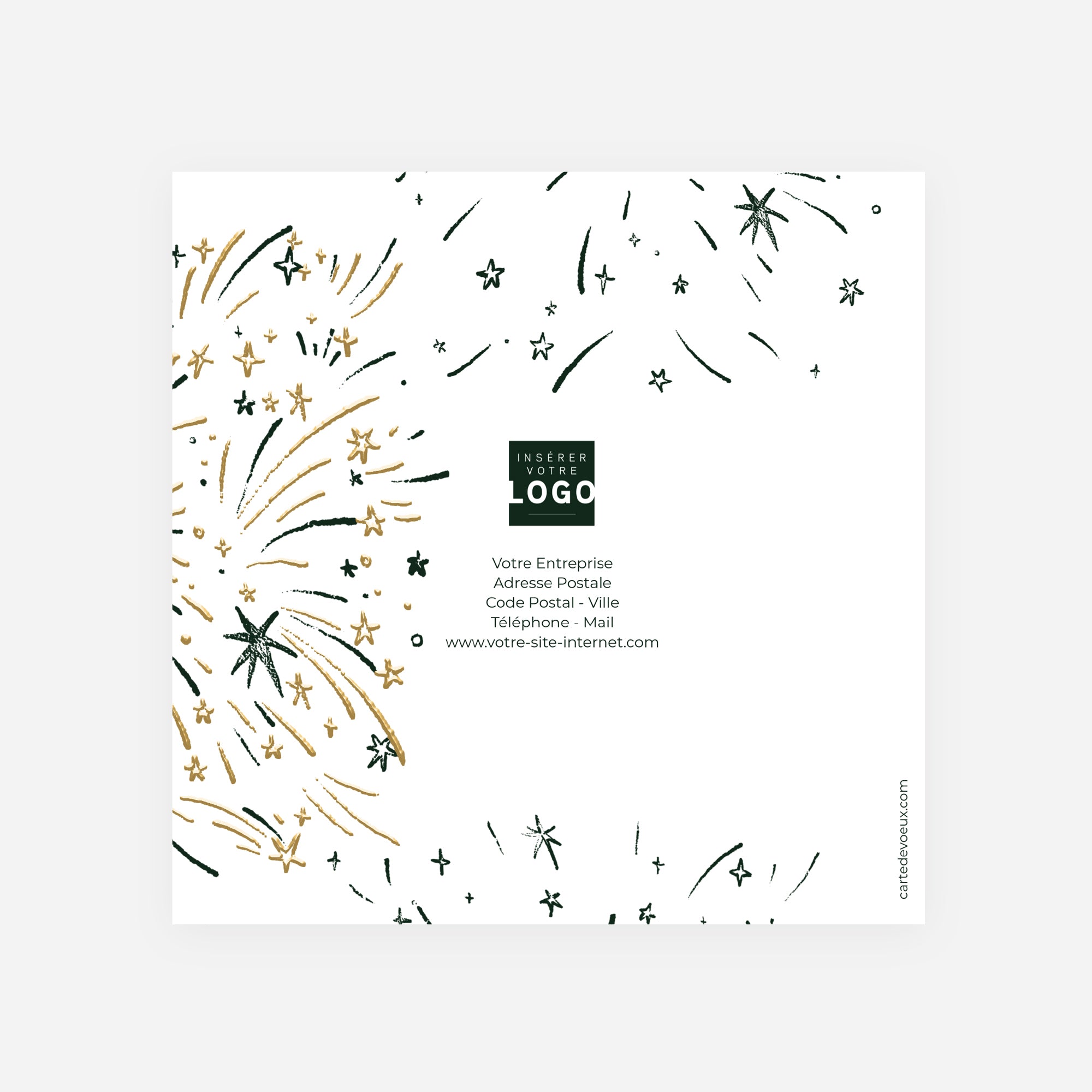 Feu d'étoiles d'or | Vœux professionnels • Carte de voeux dorure • Carré double photo N° 3