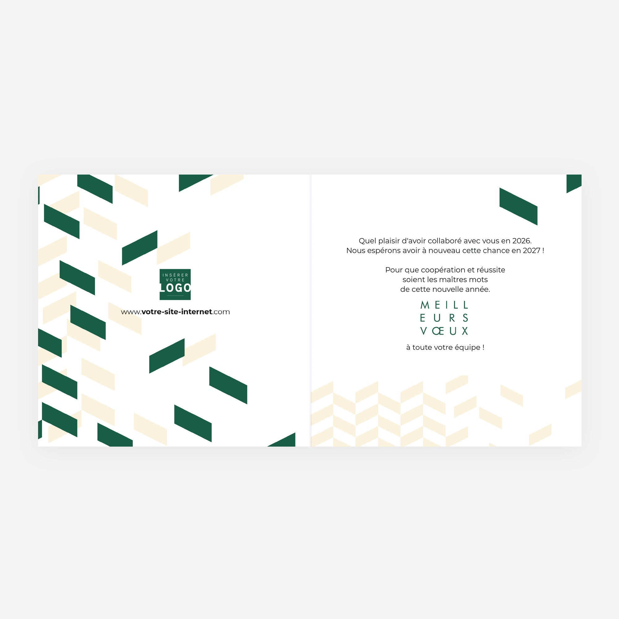 Chevron Émeraude | Vœux professionnels • Carte de voeux dorure • Carré double photo N° 2