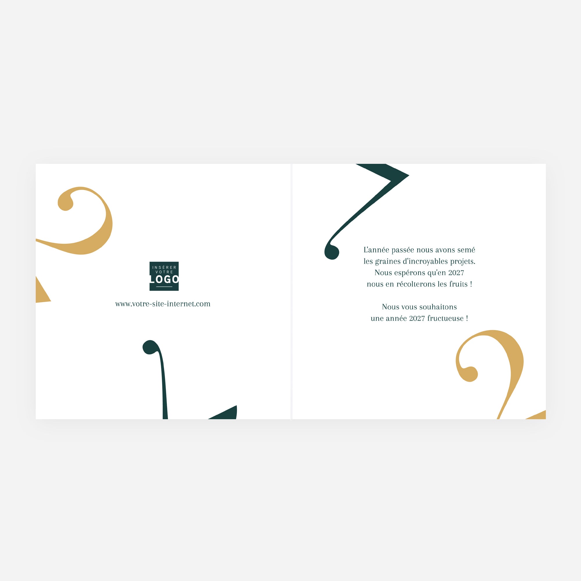 Épure Dorée | Vœux professionnels • Carte de voeux dorure • Carré double photo N° 2