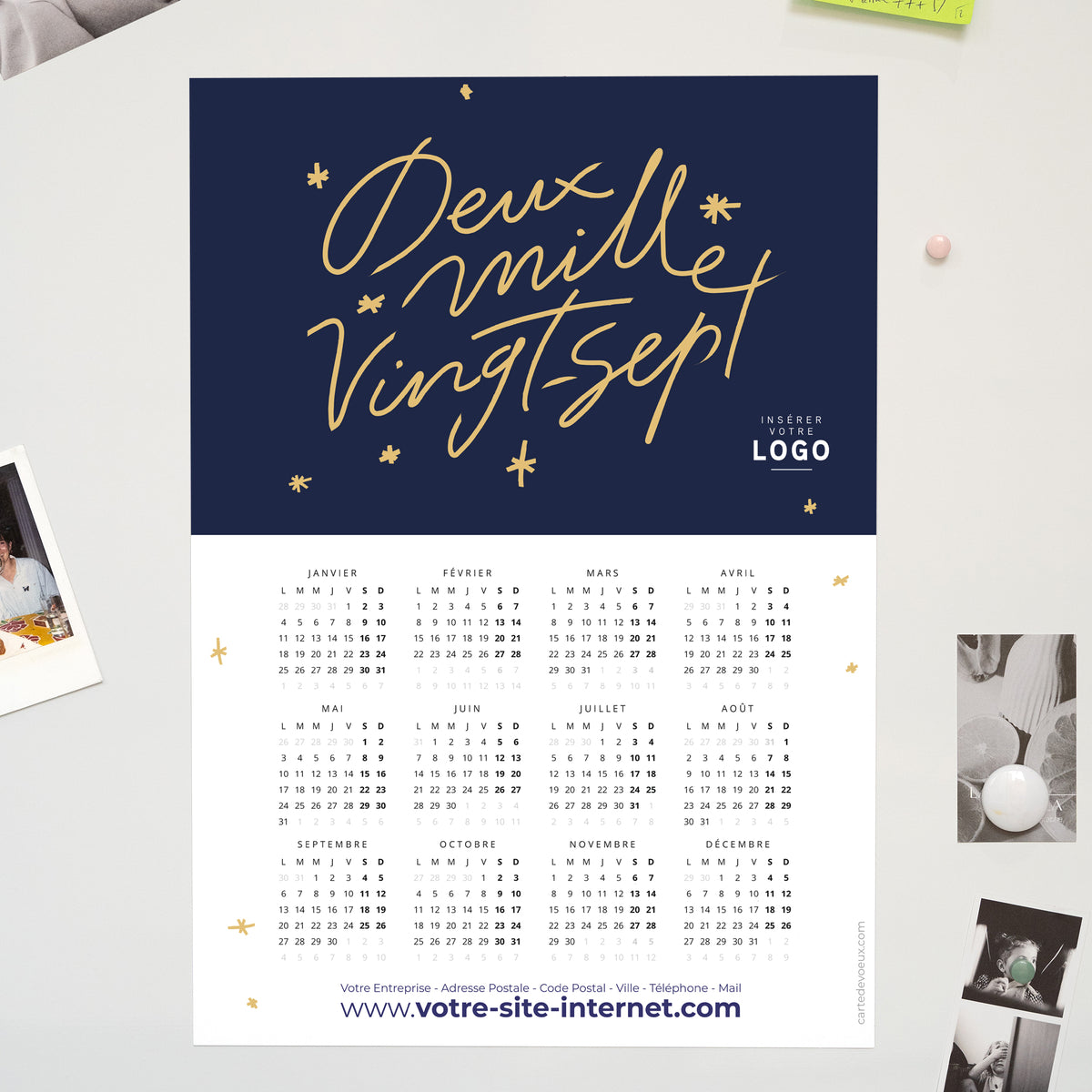 Golden year | Vœux professionnels • Calendrier professionnel • Magnétique, monopage portrait photo N° 1