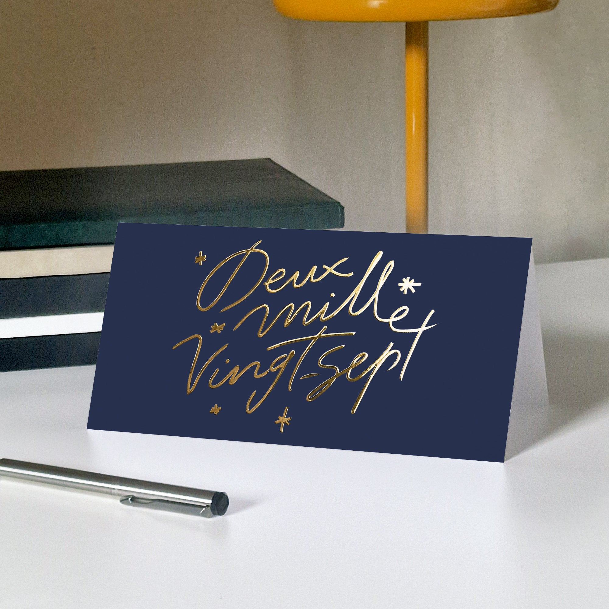 Golden year | Vœux professionnels • Carte de voeux dorure • Rectangle double photo N° 5