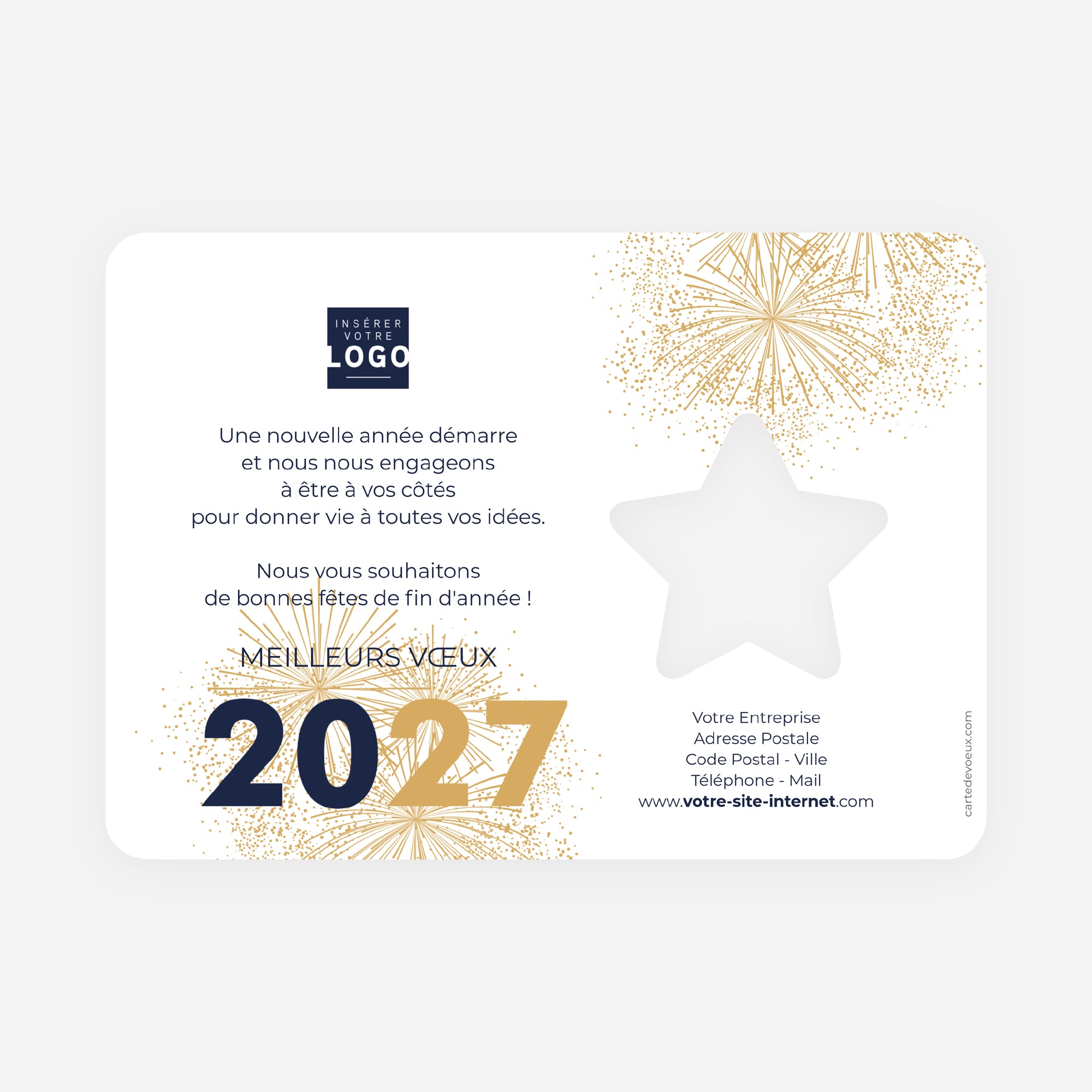 Brillance Nocturne | Vœux professionnels • Carte de voeux dorure • Horizontal étoile photo N° 2