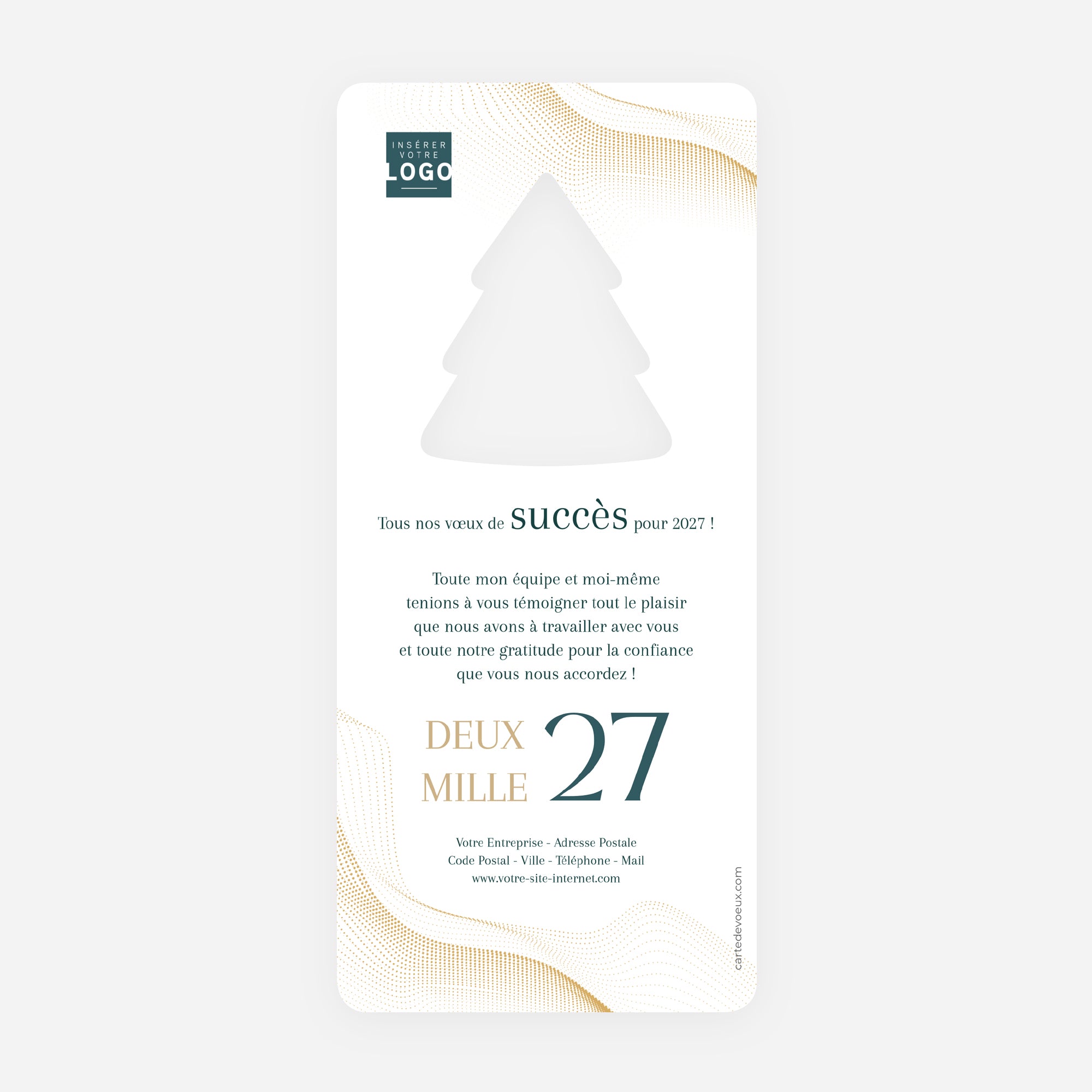 Onde Précieuse | Vœux professionnels • Carte de voeux dorure • Vertical sapin photo N° 2