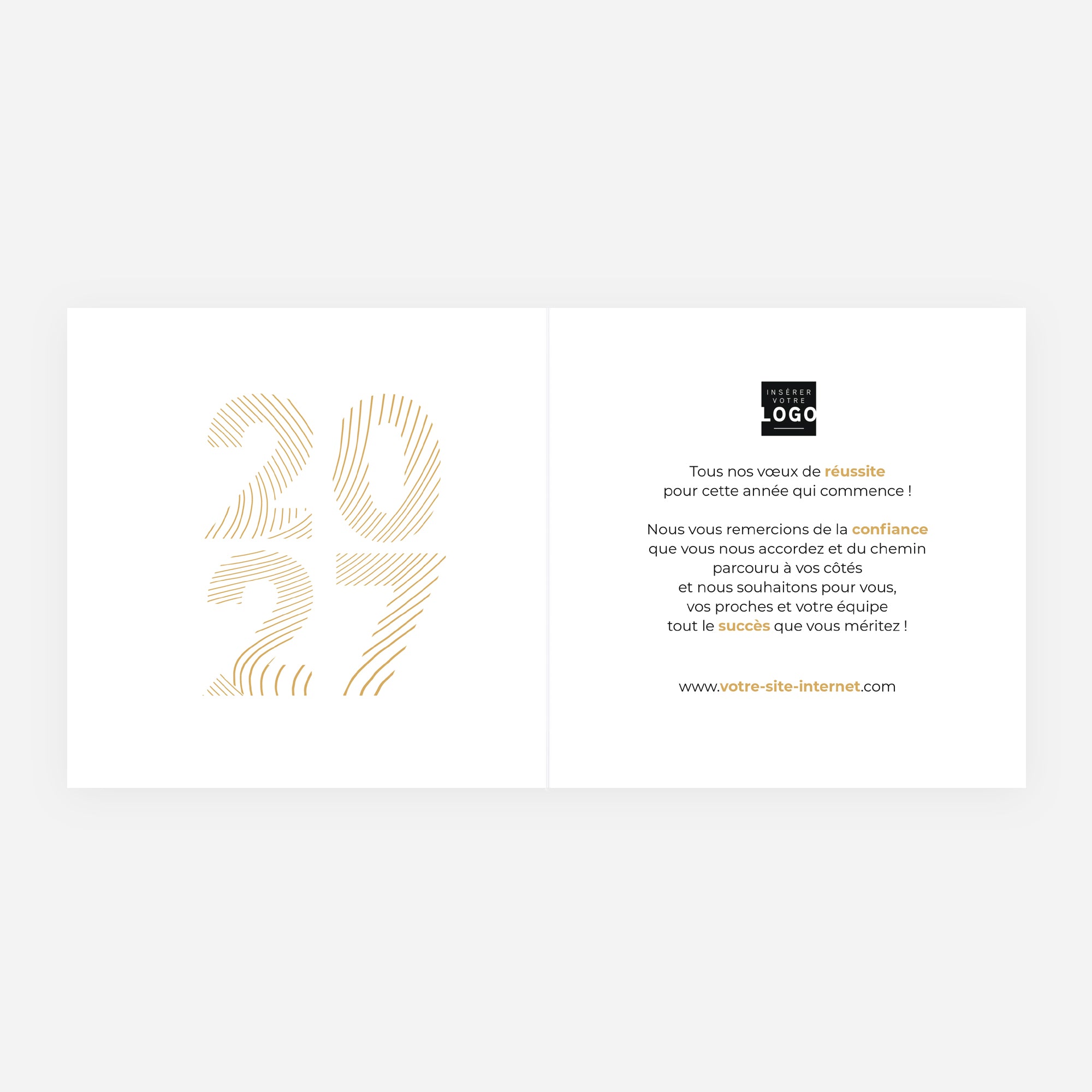 Lignes d’Or | Vœux professionnels • Carte de voeux dorure • Carré double photo N° 2