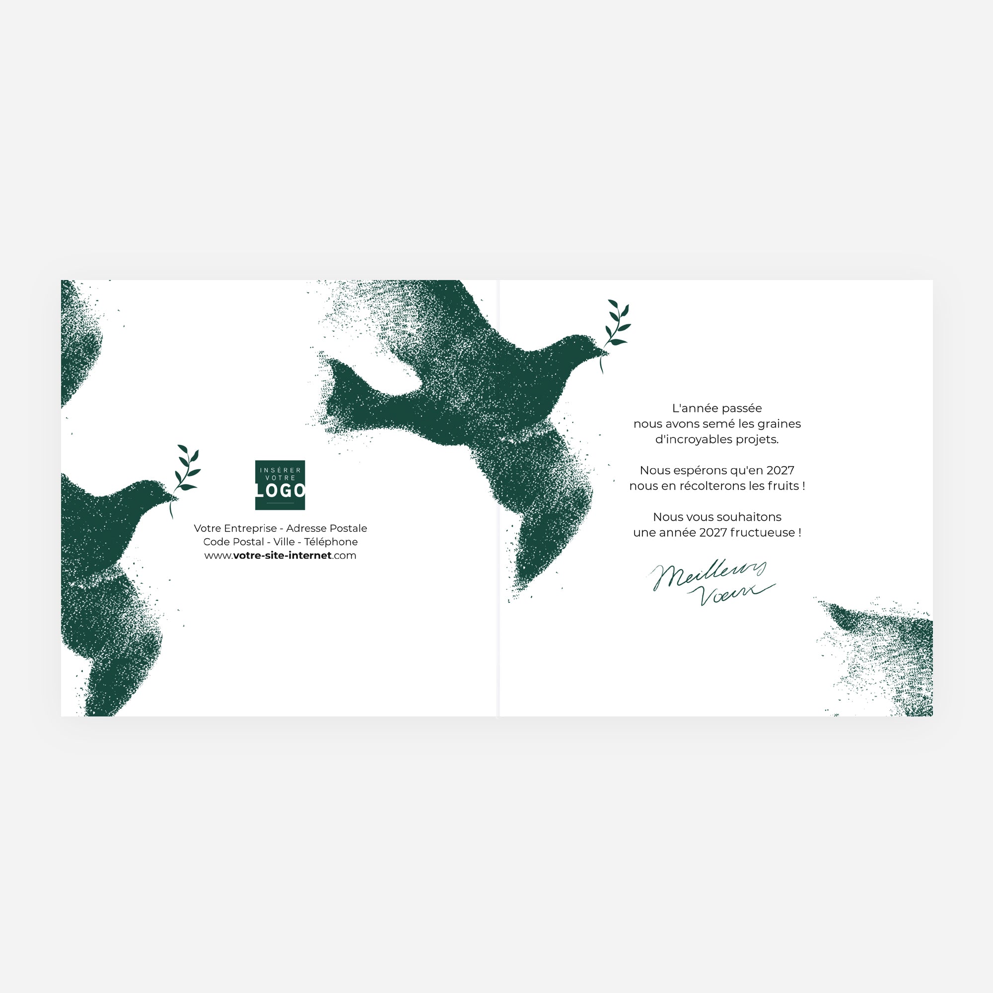 Messager de paix | Vœux professionnels • Carte de voeux dorure • Carrée pliable photo N° 2