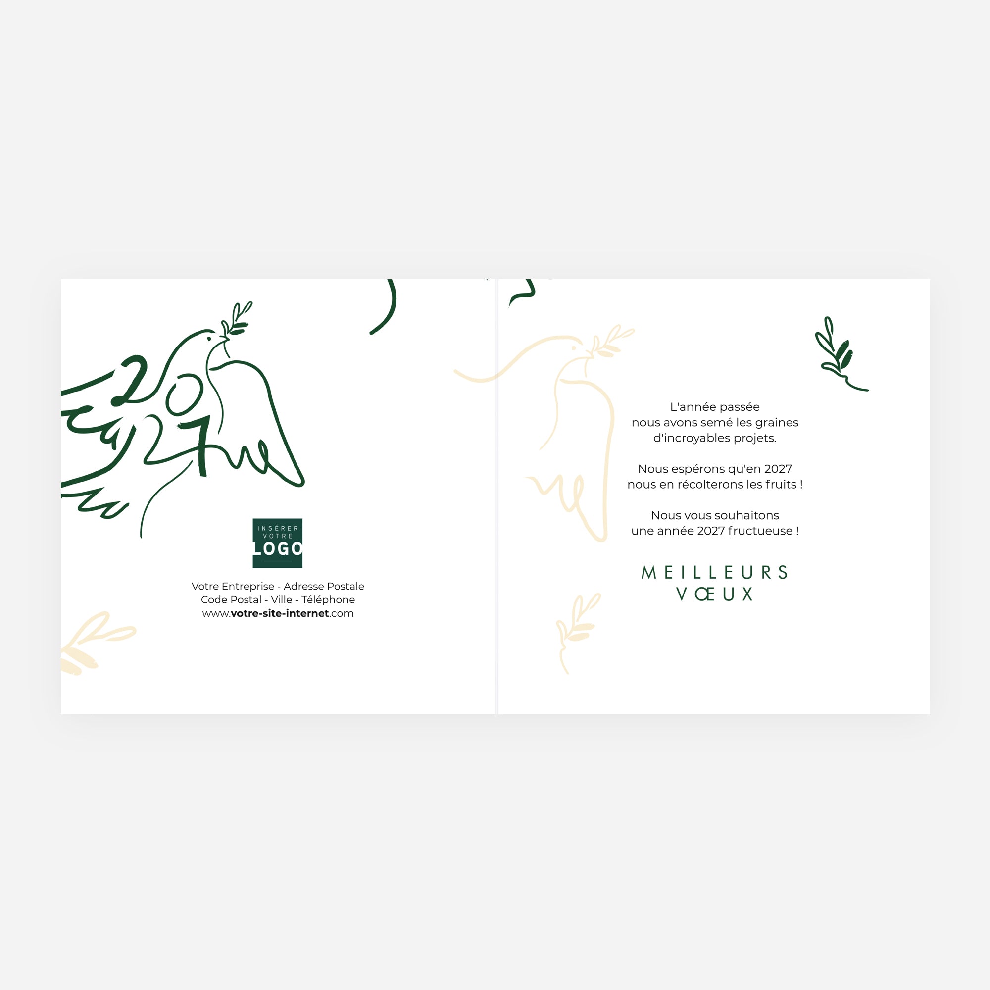 Traits d'Espoir | Vœux professionnels • Carte de voeux dorure • Carré double photo N° 2
