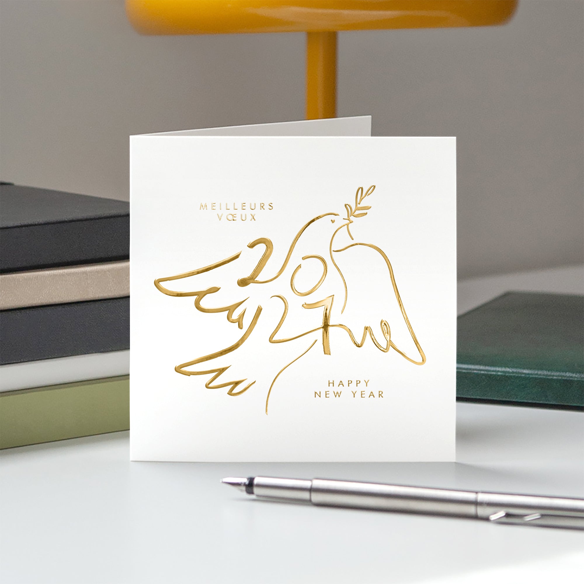Traits d'Espoir | Vœux professionnels • Carte de voeux dorure • Carré double photo N° 5