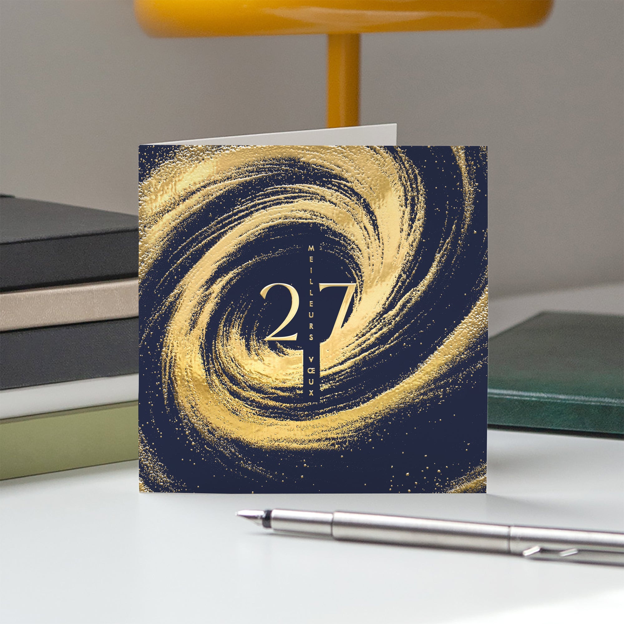 Spirale Dorée | Vœux professionnels • Carte de voeux dorure • Carré double photo N° 5