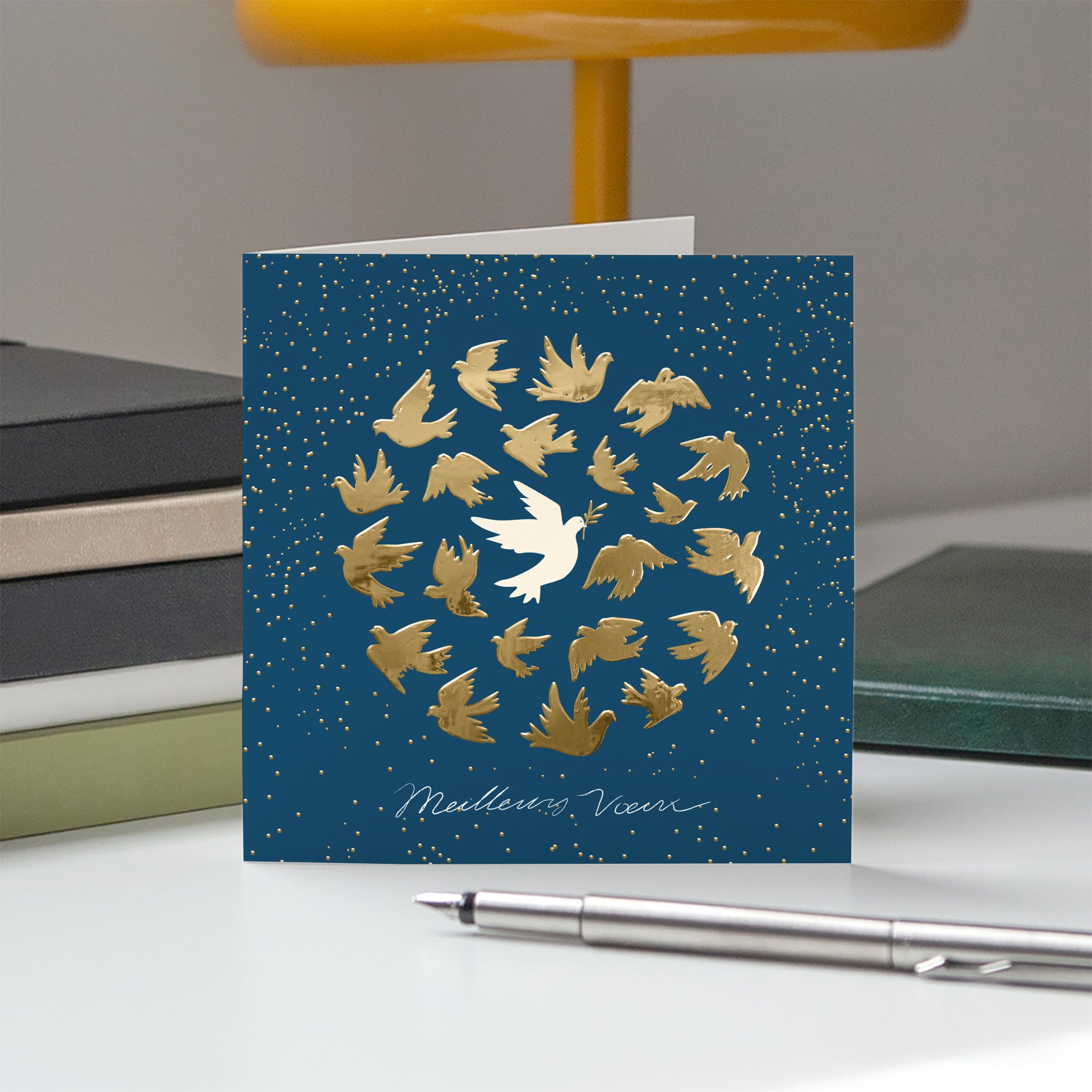 Unis pour la paix | Vœux professionnels • Carte de voeux dorure • Carré double photo N° 5