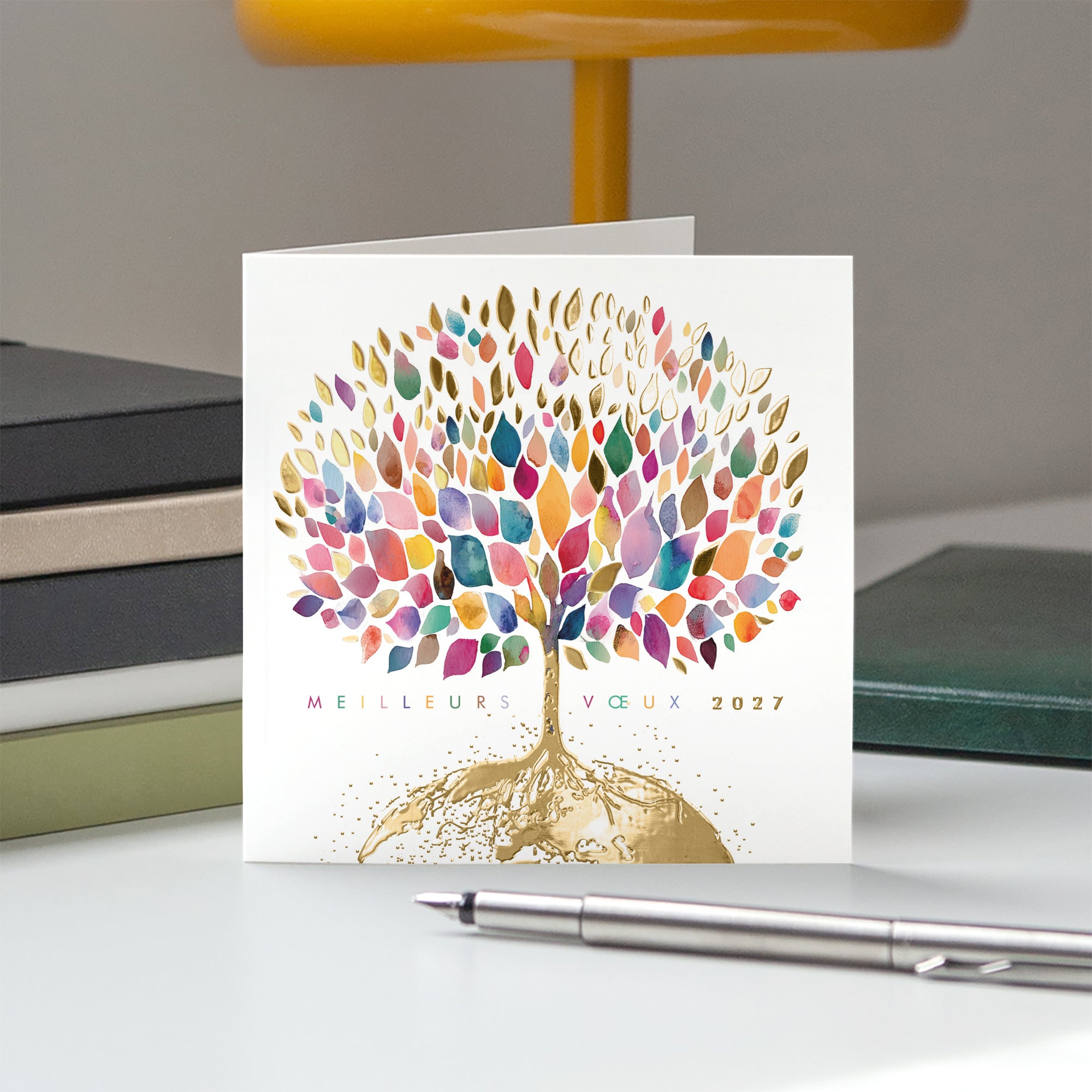 L’Arbre des Diversités | Vœux professionnels • Carte de voeux dorure • Carré double photo N° 5