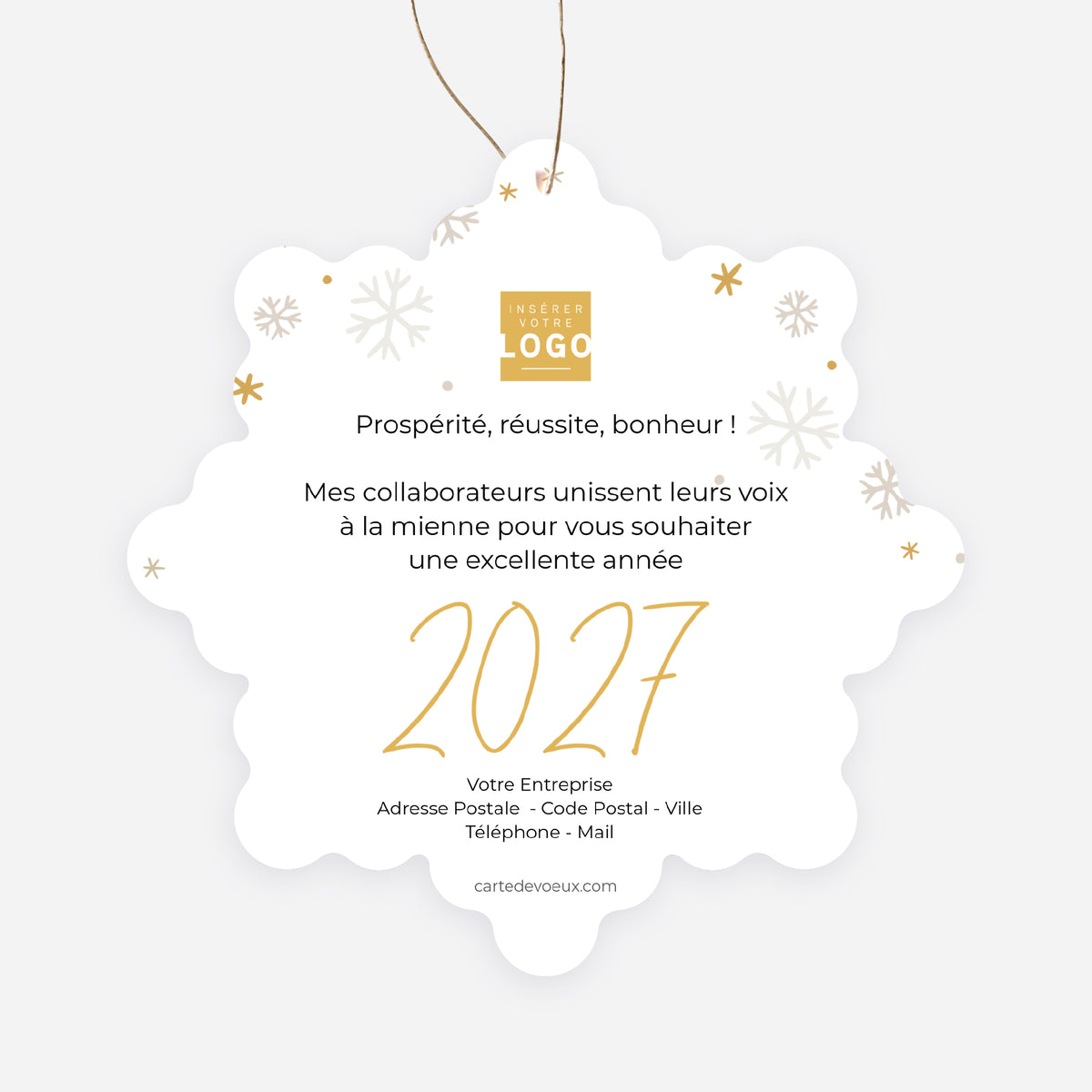 Neige Précieuse | Vœux professionnels • Boule de Noël papier • Flocon à accrocher photo N° 2