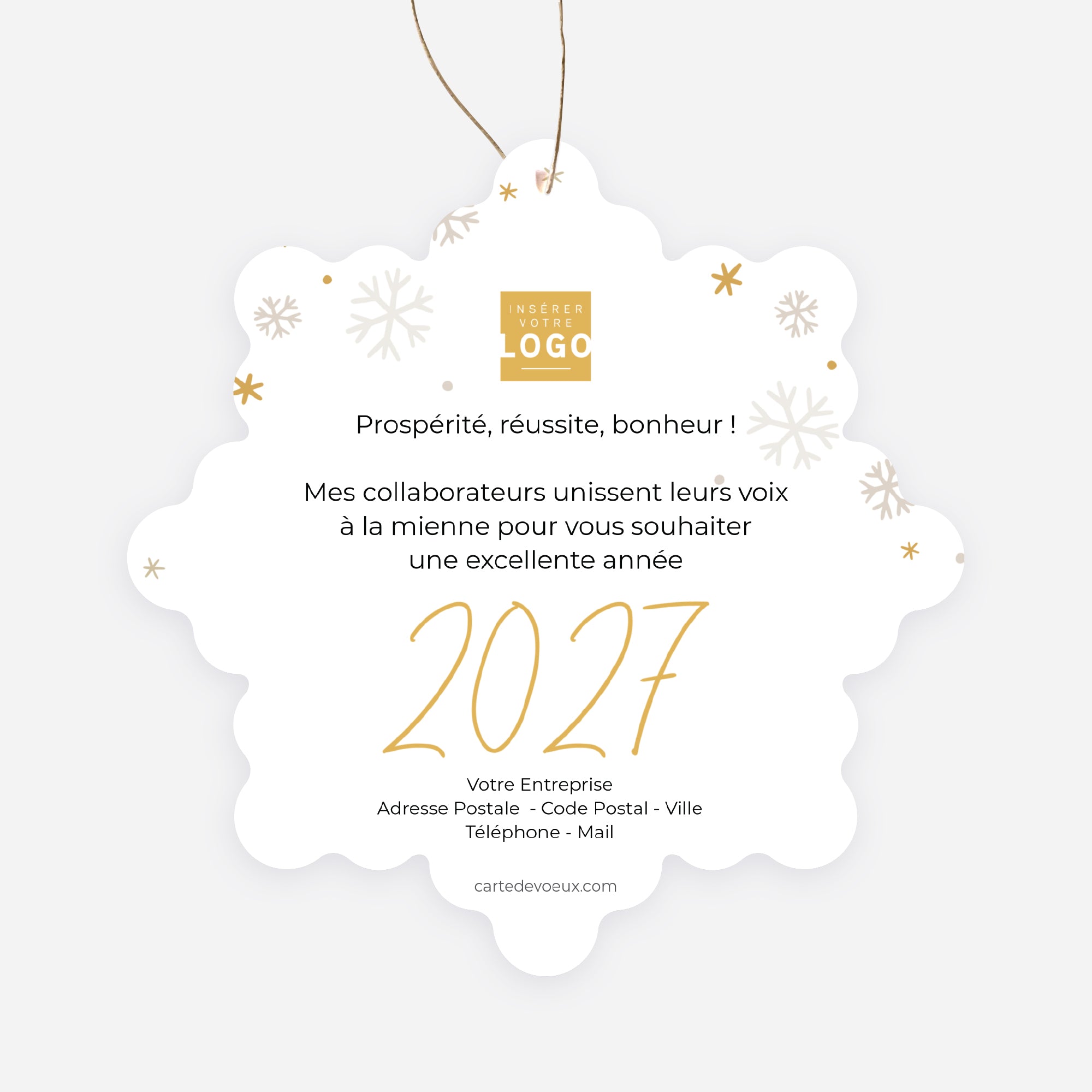 Neige Précieuse | Vœux professionnels • Carte de voeux dorure • Flocon photo N° 2