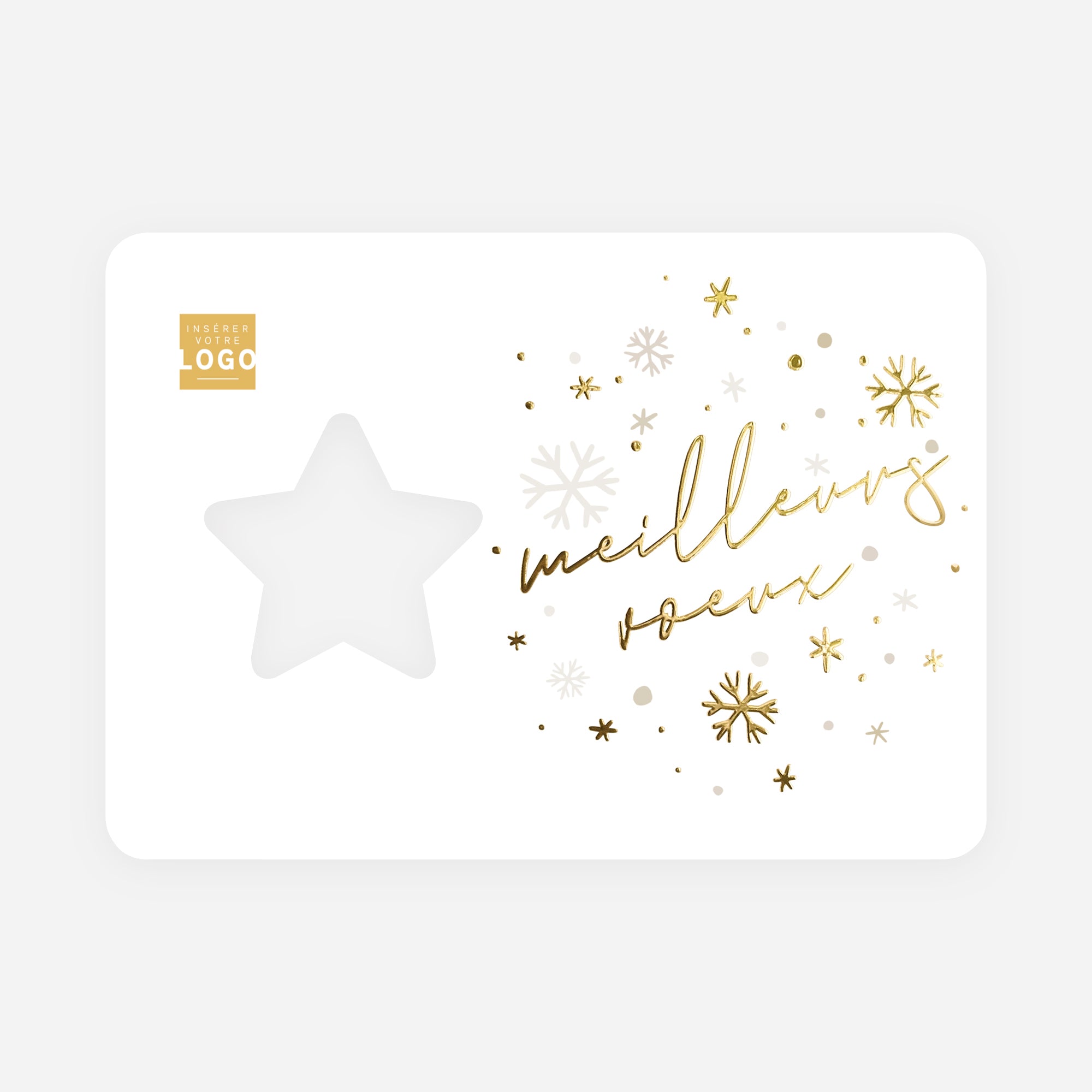 Neige Précieuse | Vœux professionnels • Carte de voeux dorure • Horizontal étoile photo N° 1
