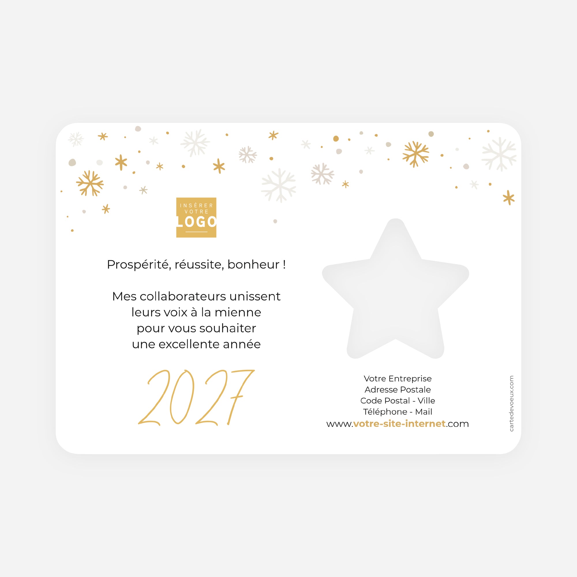 Neige Précieuse | Vœux professionnels • Carte de voeux dorure • Horizontal étoile photo N° 2