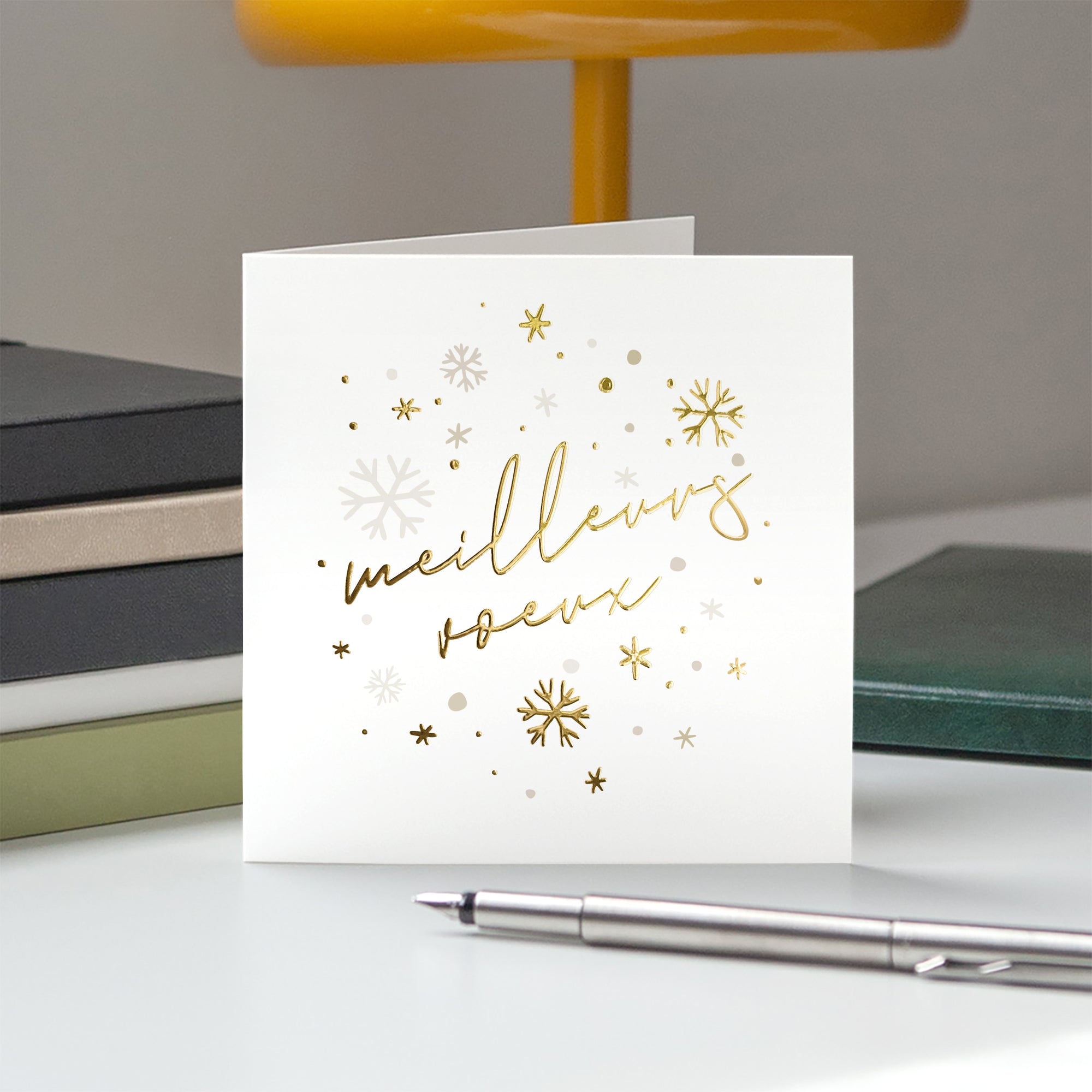 Neige Précieuse | Vœux professionnels • Carte de voeux dorure • Carré double photo N° 5