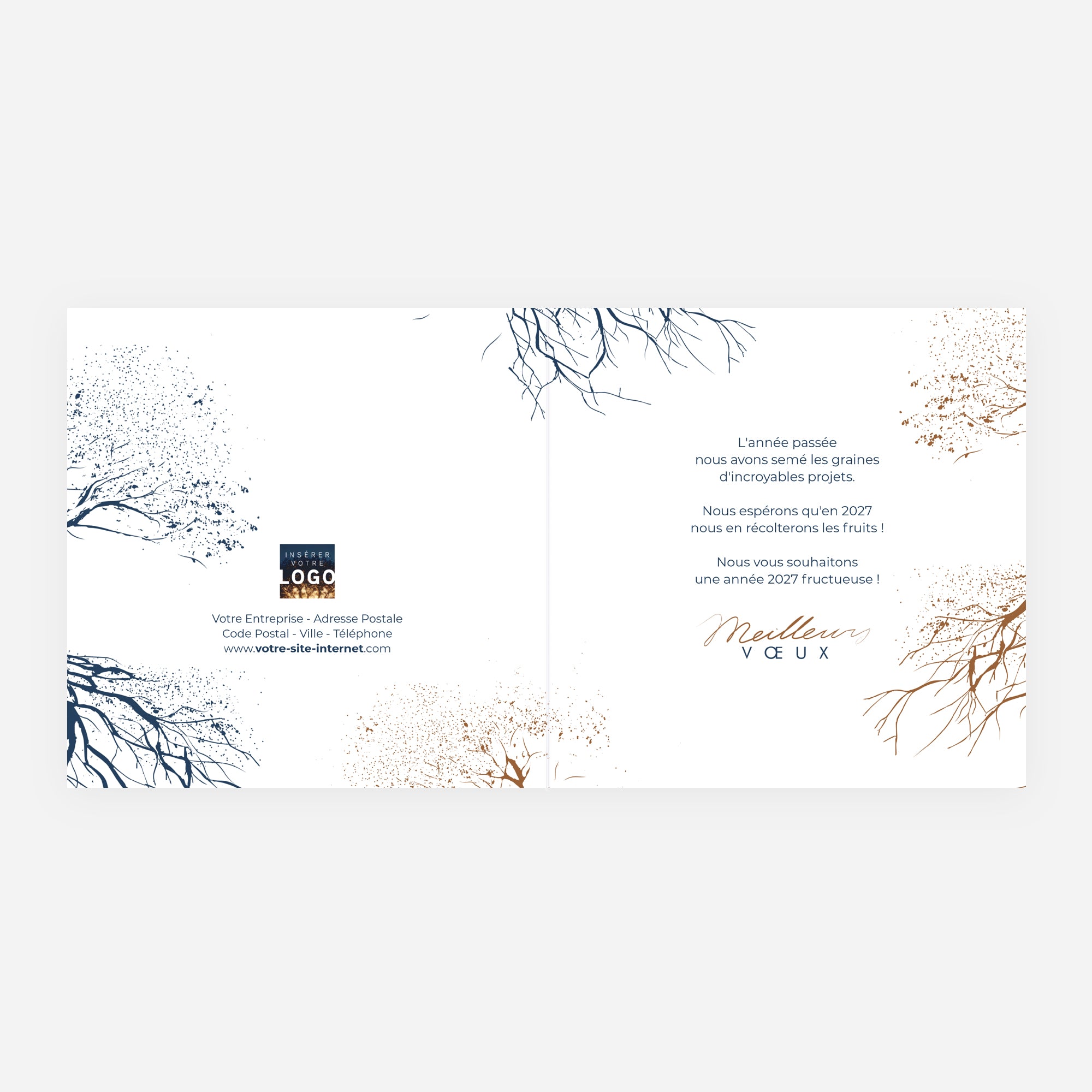 Racines d’Avenir | Vœux professionnels • Carte de voeux dorure • Carré double photo N° 2