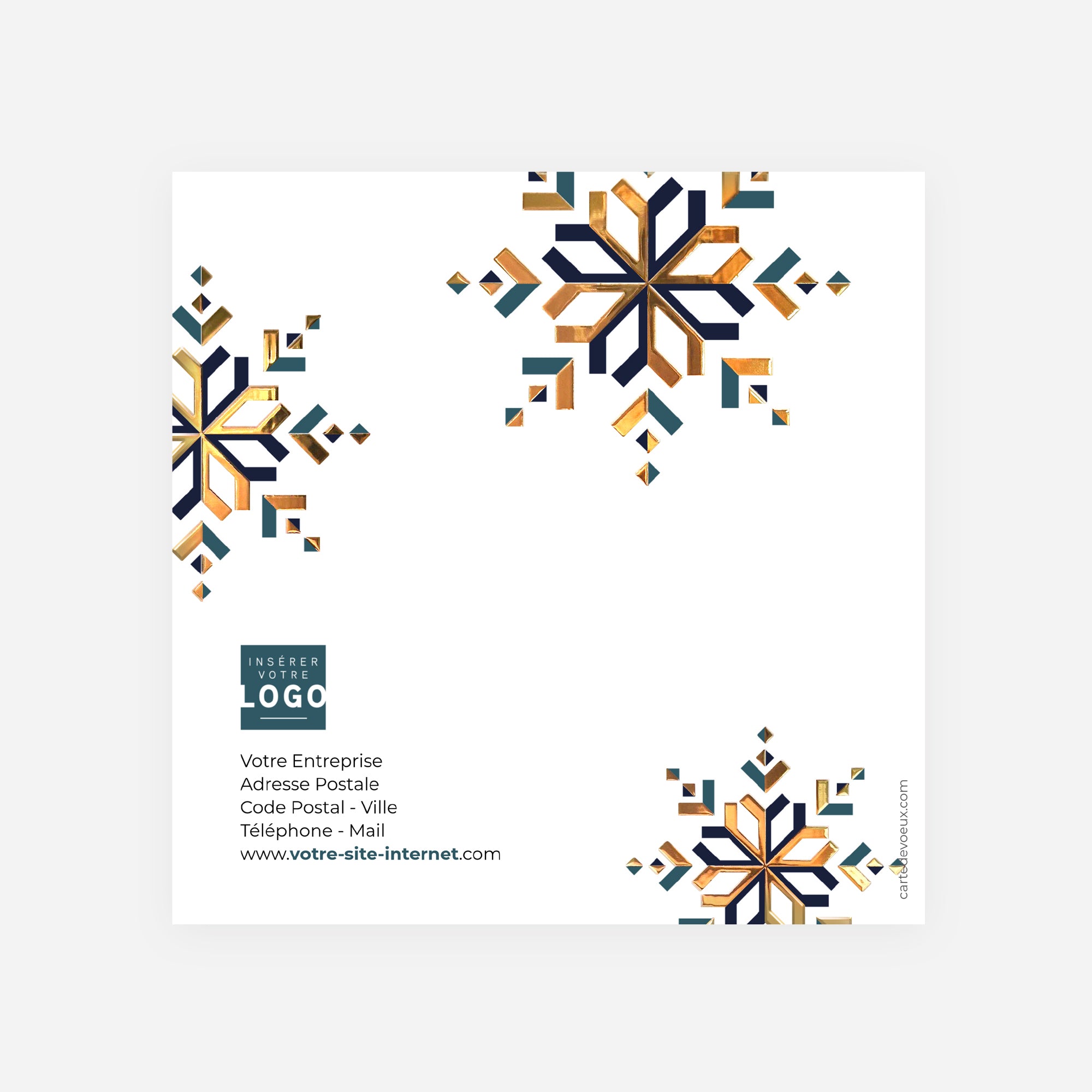 Flocon Prestige | Vœux professionnels • Carte de voeux dorure • Carré double photo N° 3
