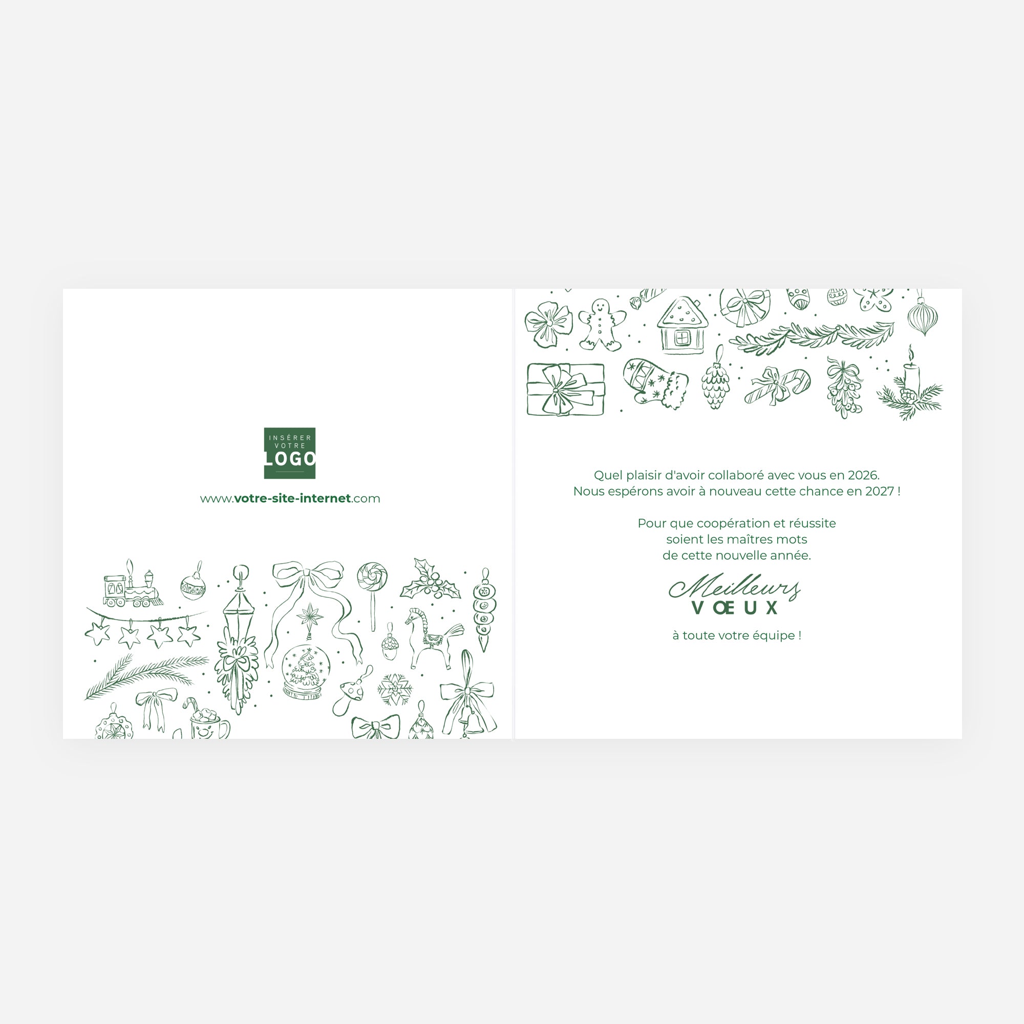 Esprit de Fête | Vœux professionnels • Carte de voeux dorure • Carré double photo N° 2