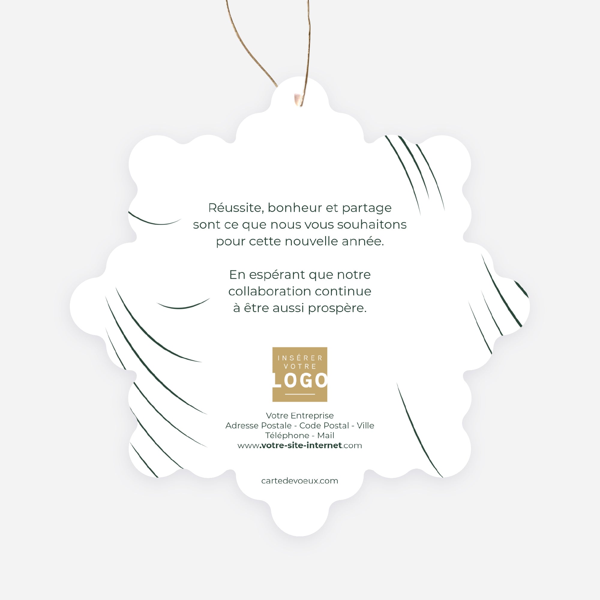 Ondes Graphiques | Vœux professionnels • Boule de Noël papier • Flocon à accrocher photo N° 2