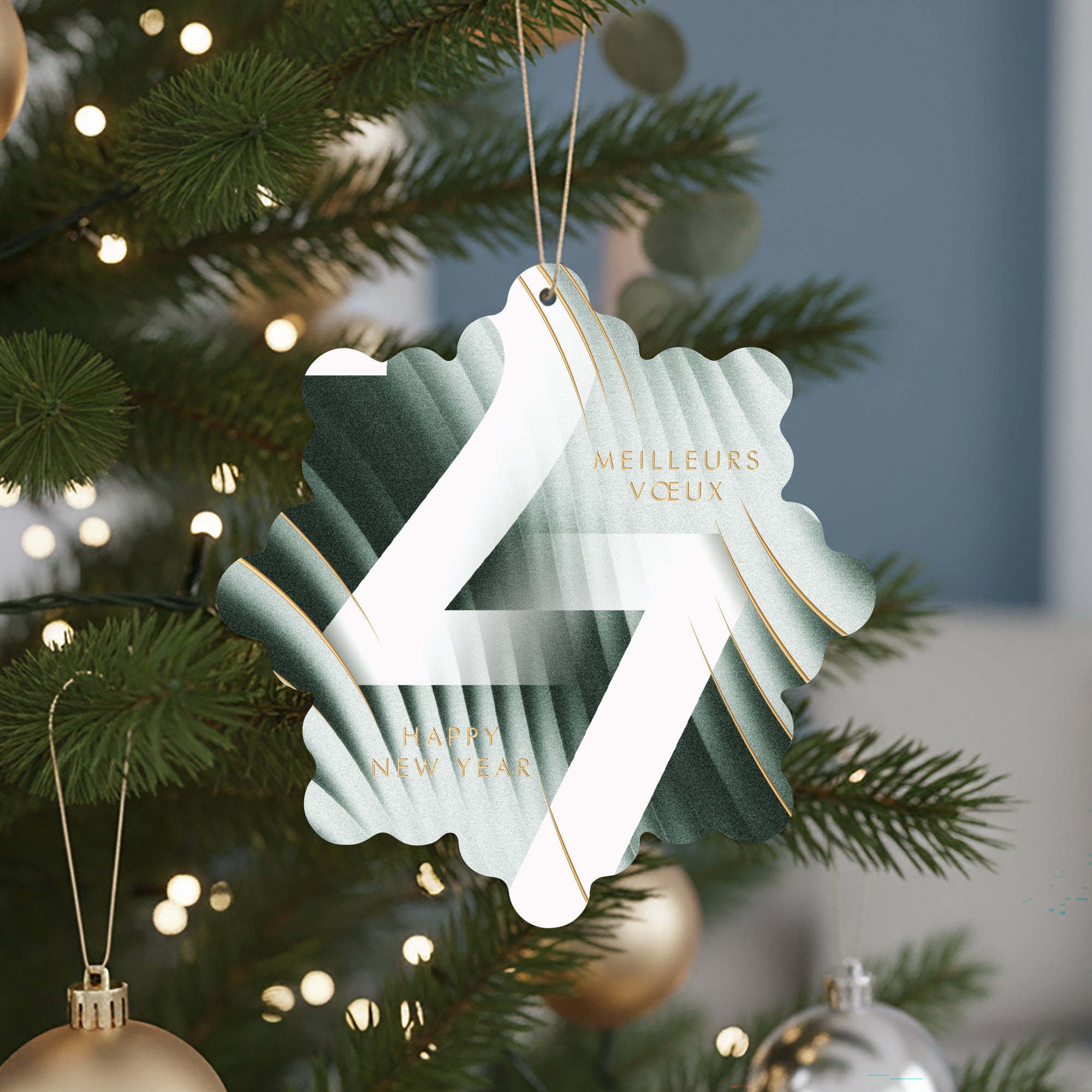 Ondes Graphiques | Vœux professionnels • Boule de Noël papier • Flocon à accrocher photo N° 4