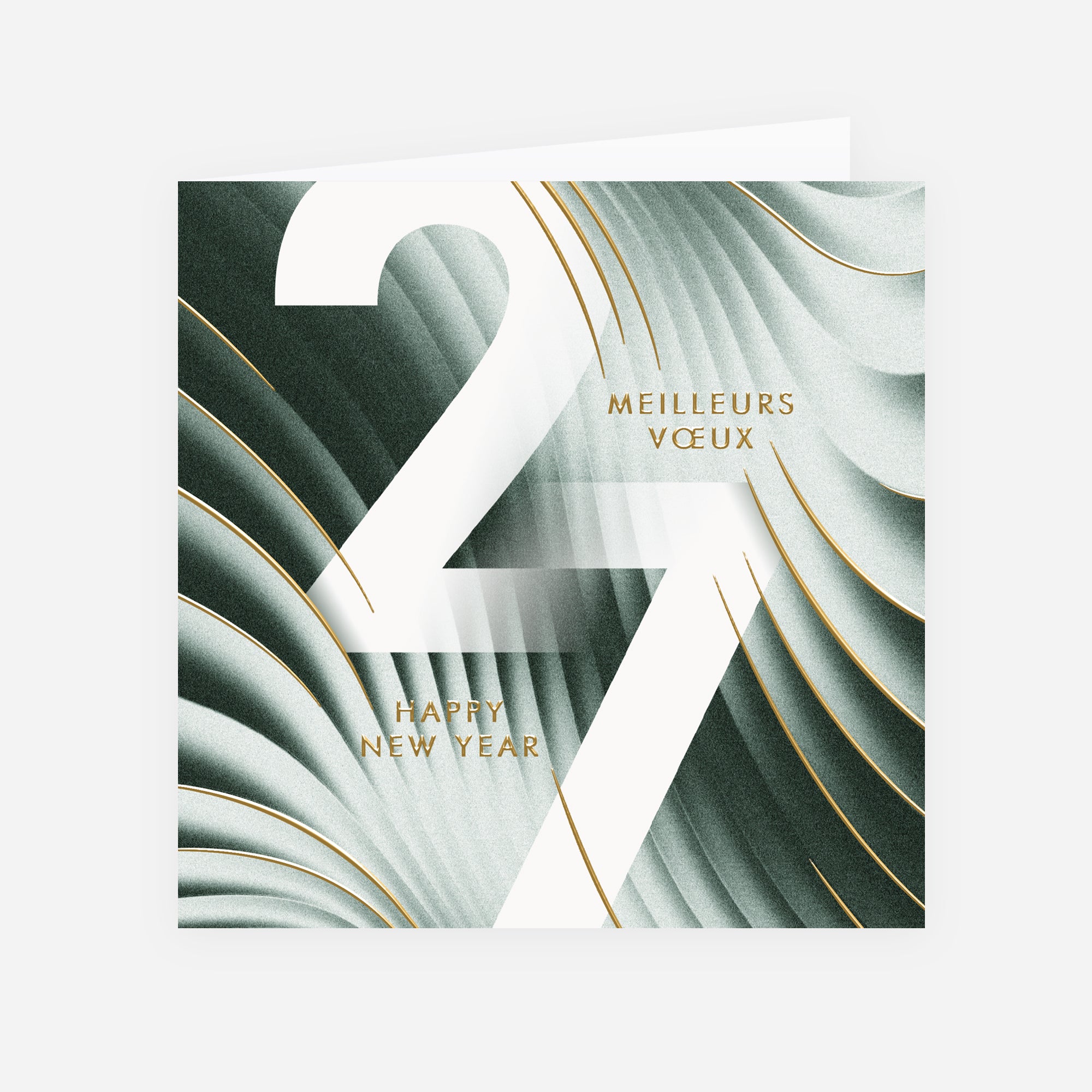 Ondes Graphiques | Vœux professionnels • Carte de voeux dorure • Carré double photo N° 1