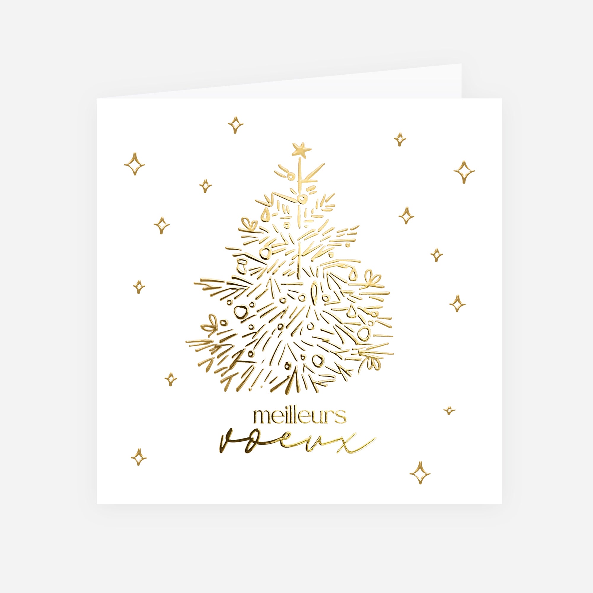 Sapin Précieux | Vœux professionnels • Carte de voeux dorure • Carré double photo N° 1