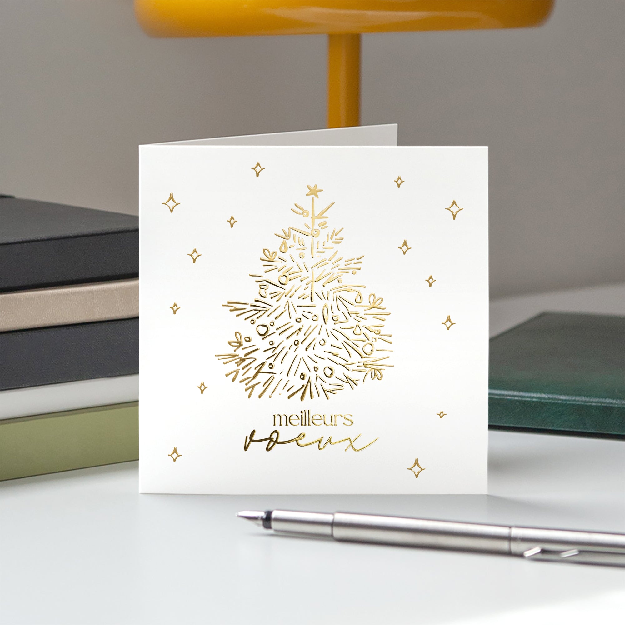 Sapin Précieux | Vœux professionnels • Carte de voeux dorure • Carré double photo N° 5