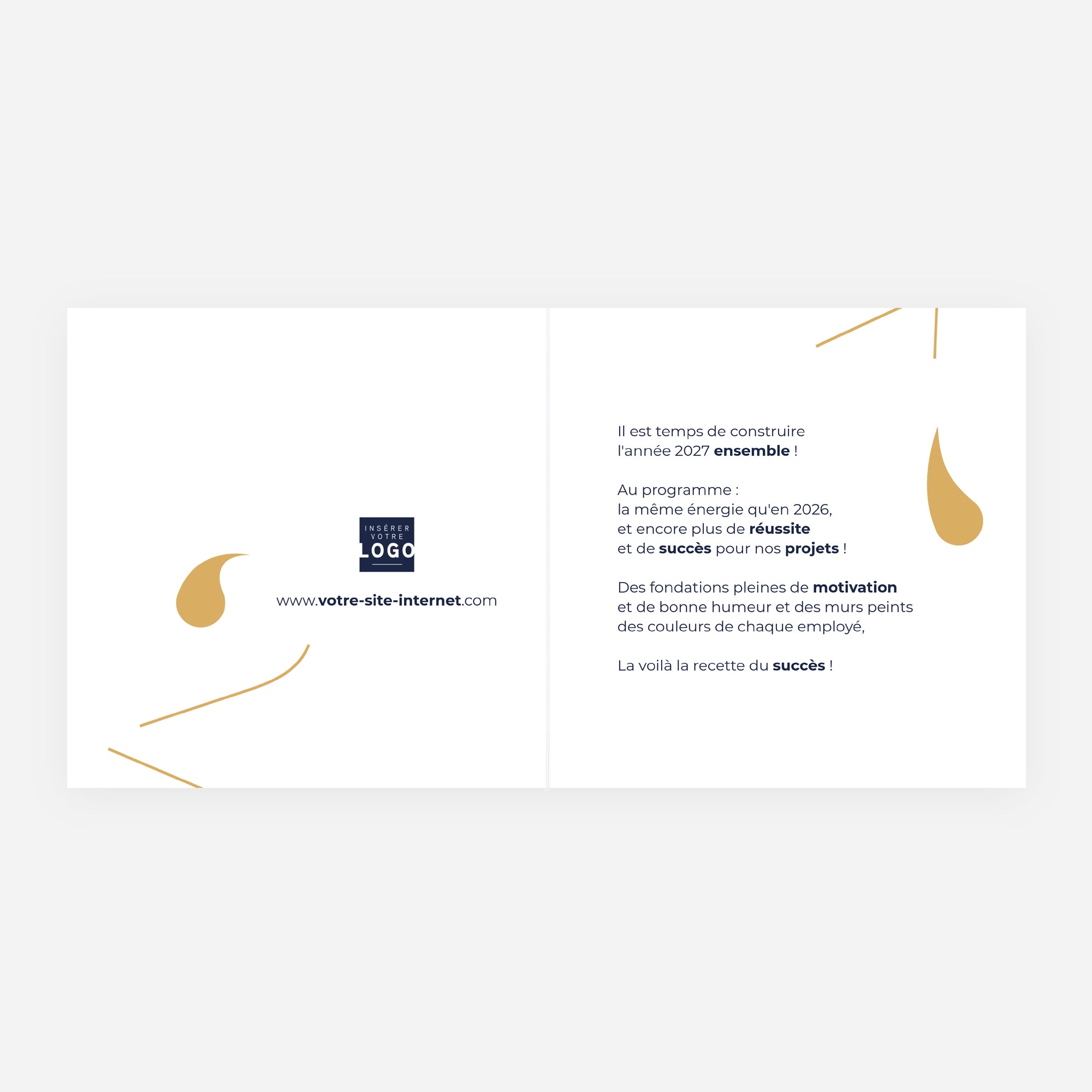 Épure d’Or | Vœux professionnels • Carte de voeux dorure • Carré double photo N° 2