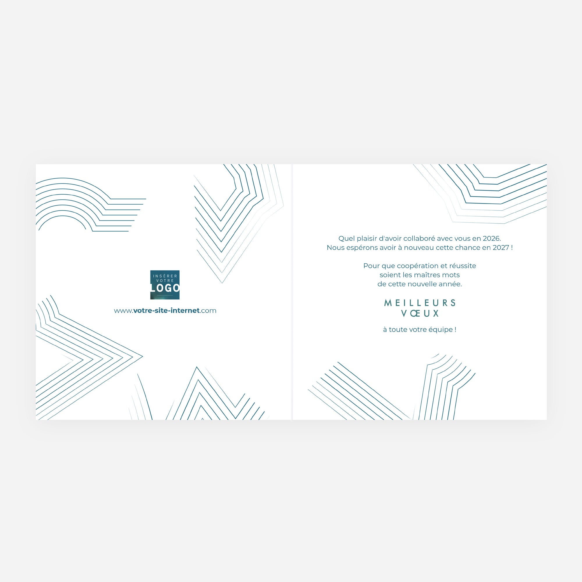 Lignes Dorées | Vœux professionnels • Carte de voeux dorure • Carré double photo N° 2