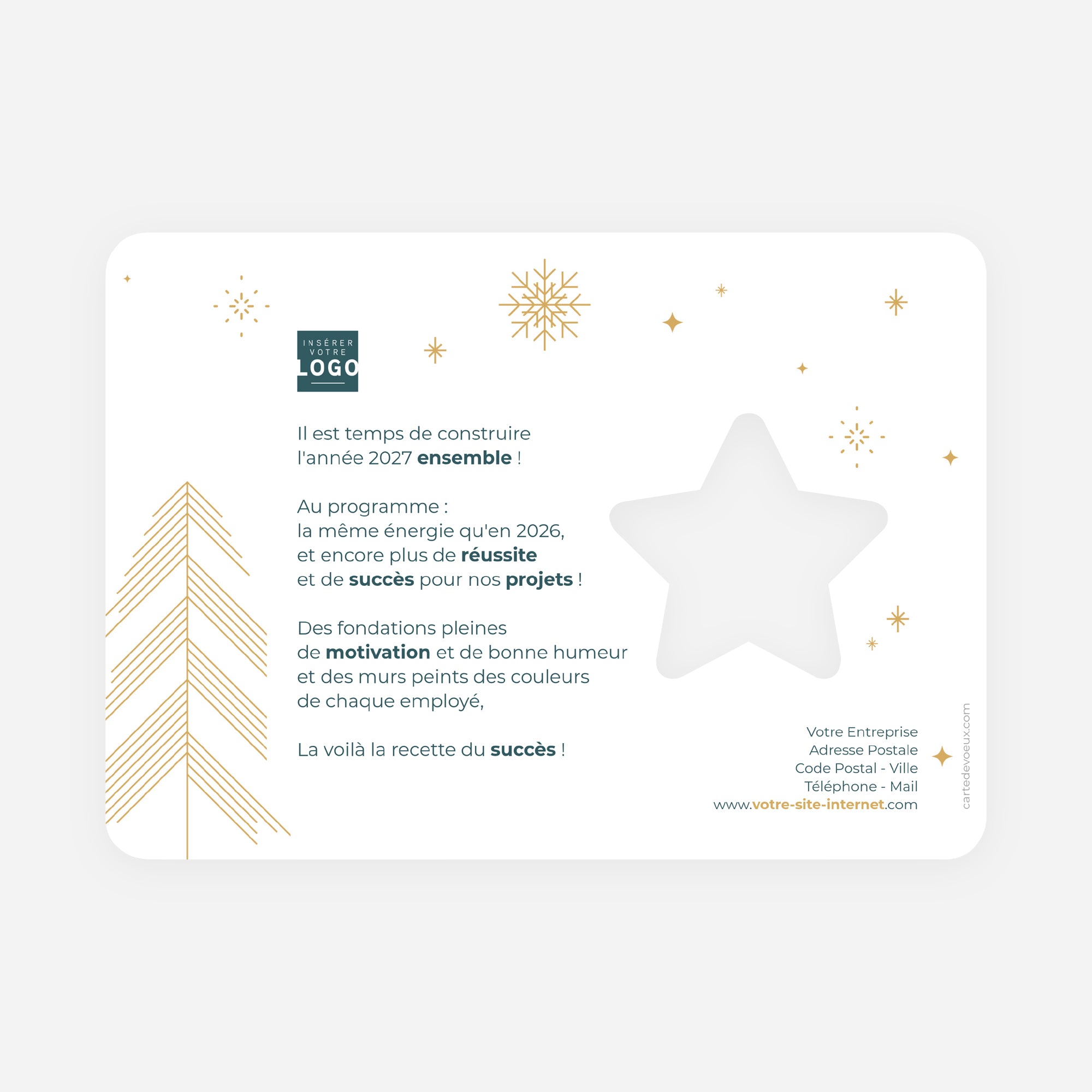 Éclat Nordique | Vœux professionnels • Carte de voeux dorure • Étoile découpée photo N° 2