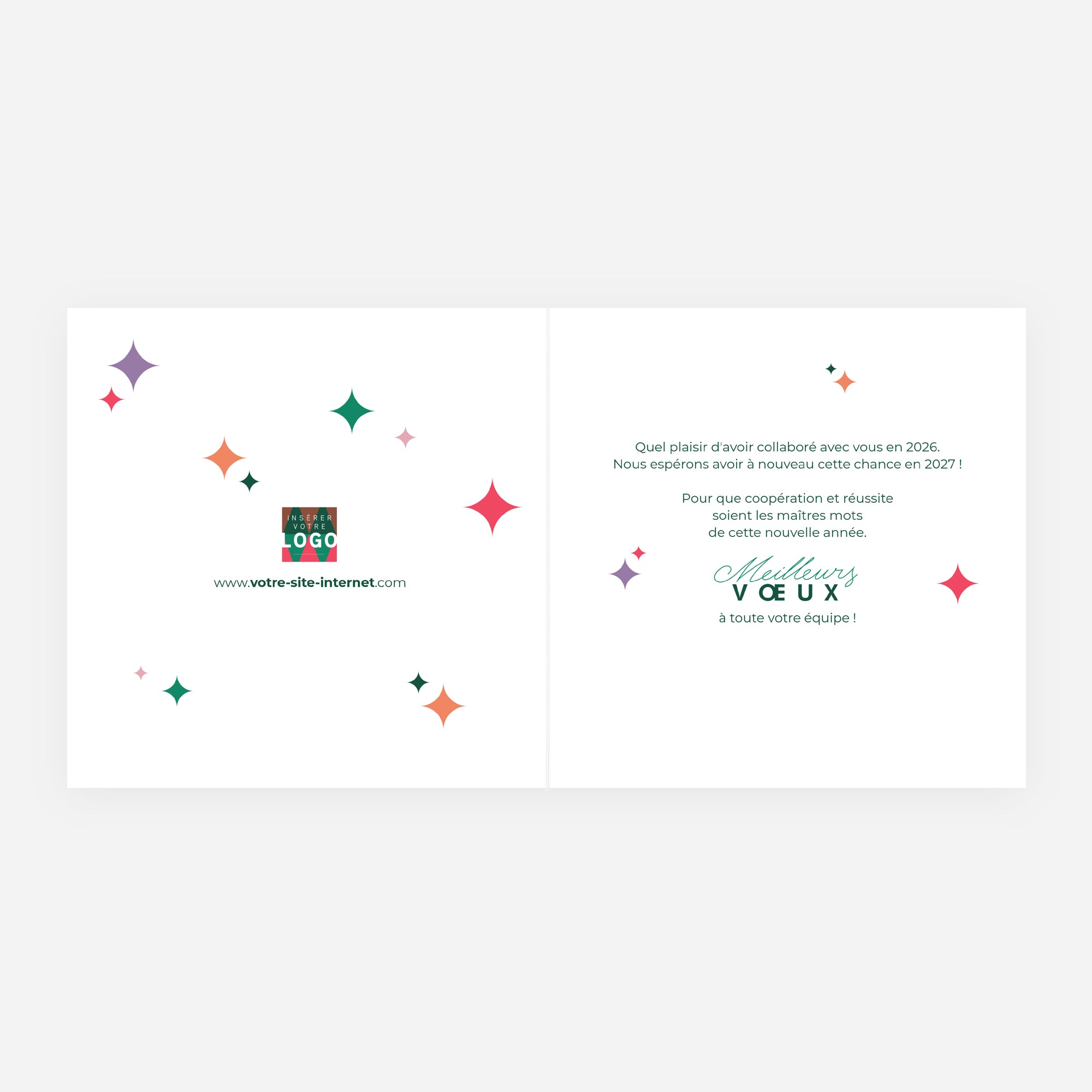 Rythme Coloré | Vœux professionnels • Carte de voeux dorure • Carré double photo N° 2