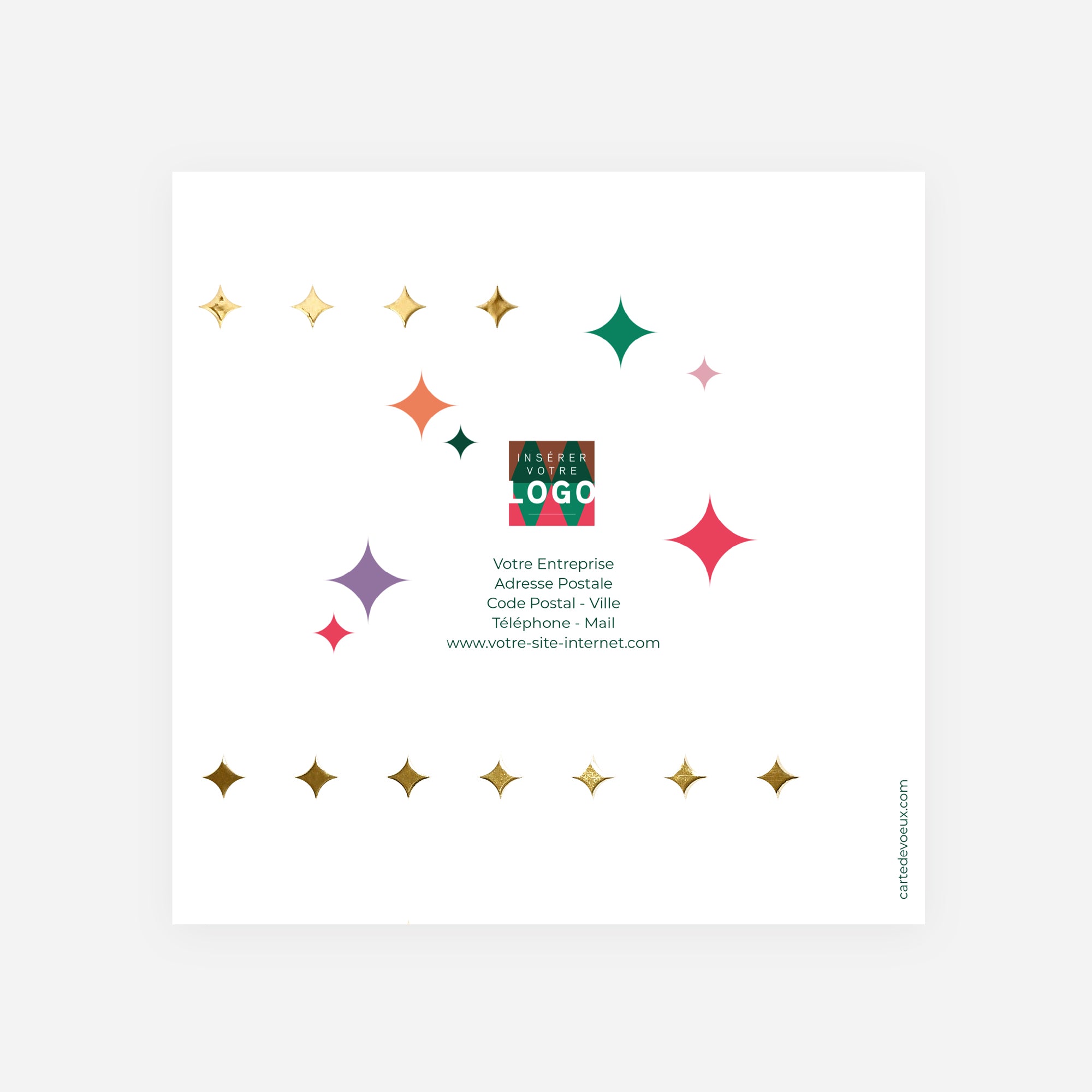 Rythme Coloré | Vœux professionnels • Carte de voeux dorure • Carré double photo N° 3