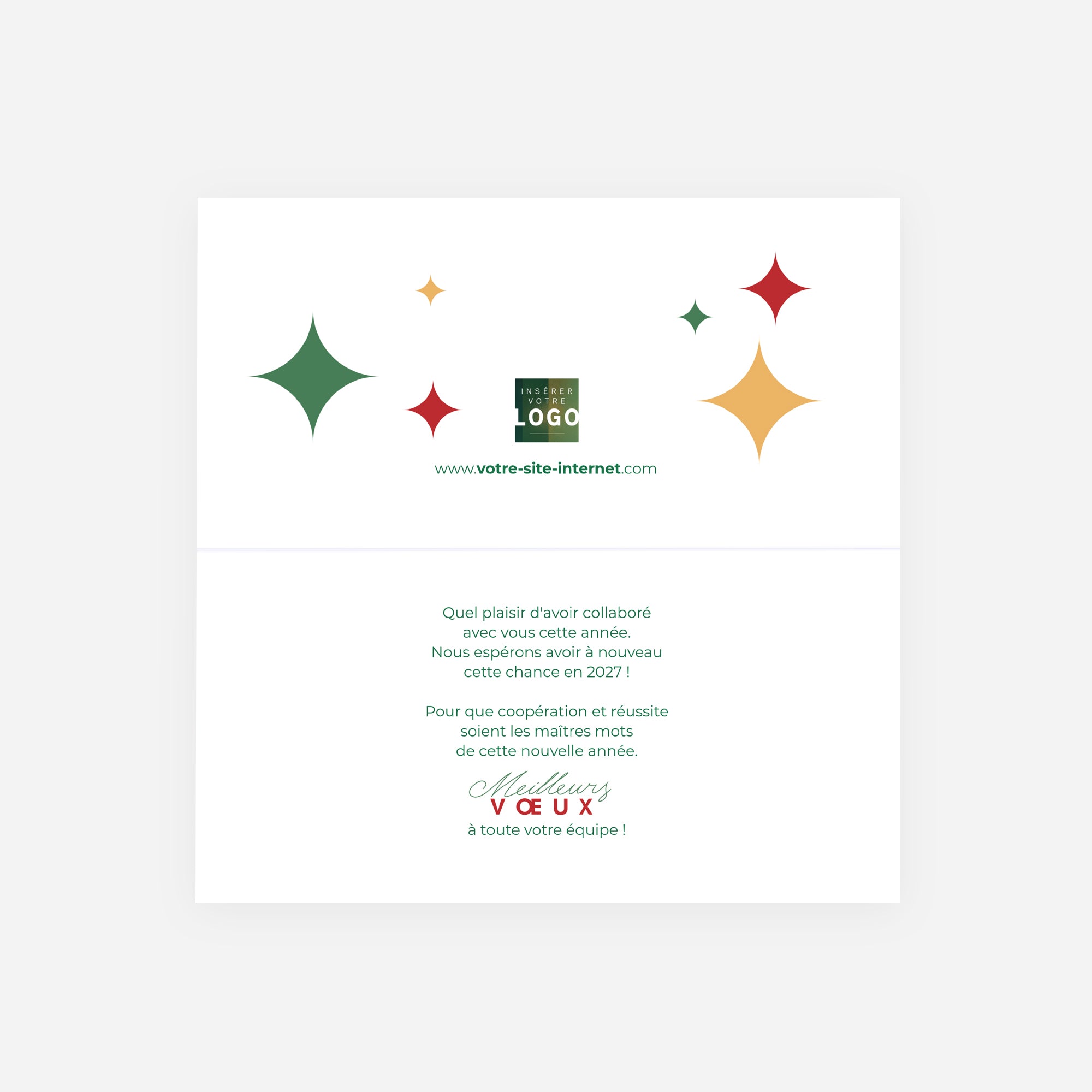 Ornements de fête | Vœux professionnels • Carte de voeux dorure • Rectangle double photo N° 2