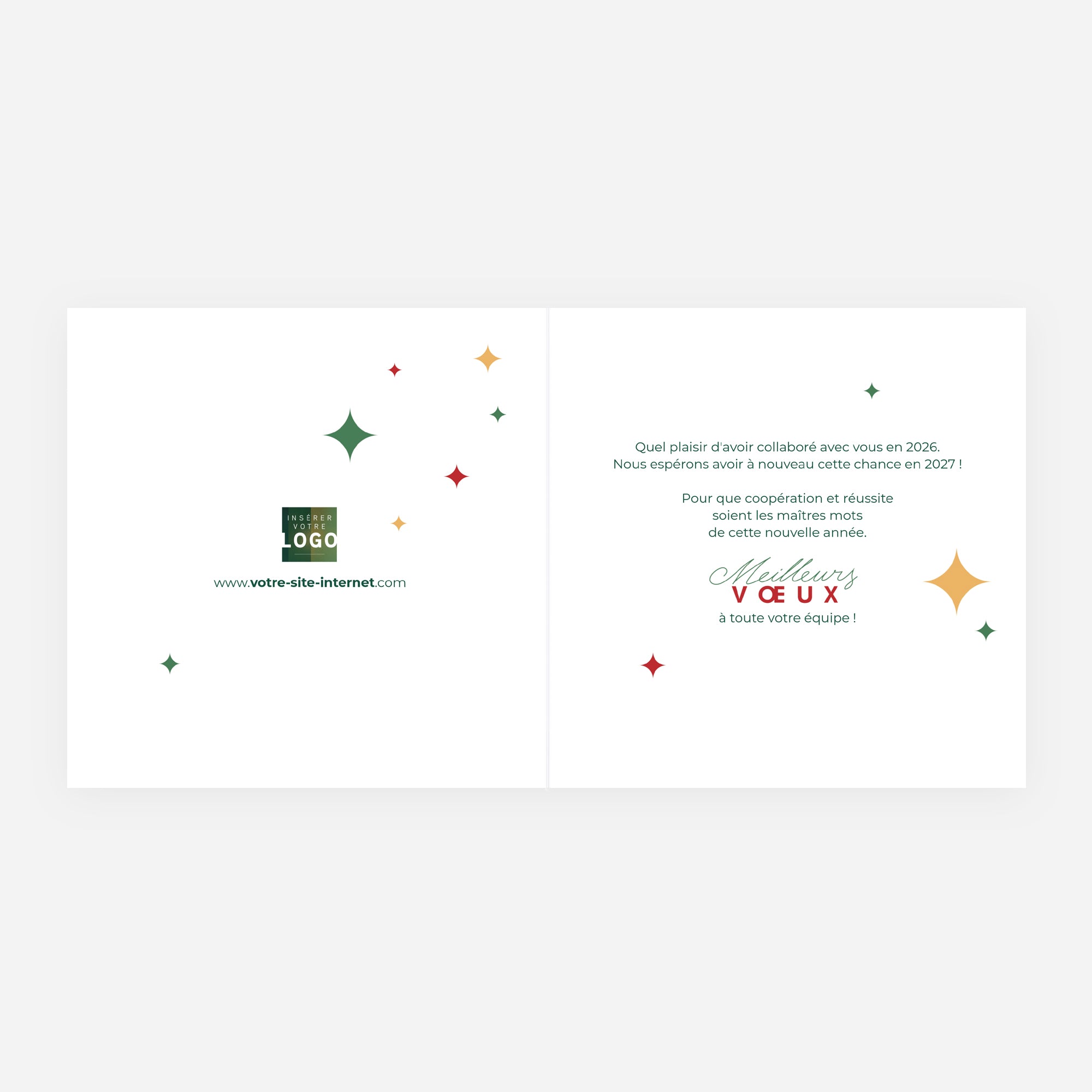 Ornements de fête | Vœux professionnels • Carte de voeux dorure • Carré double photo N° 2