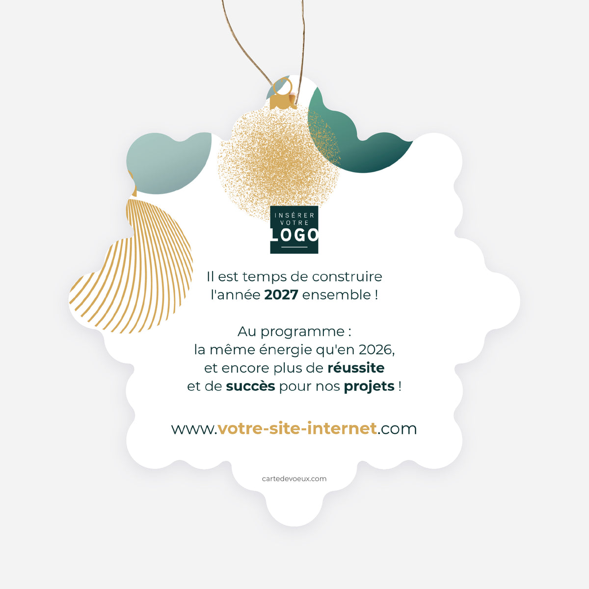 Suspensions Dorées | Vœux professionnels • Boule de Noël papier • Flocon à accrocher photo N° 2