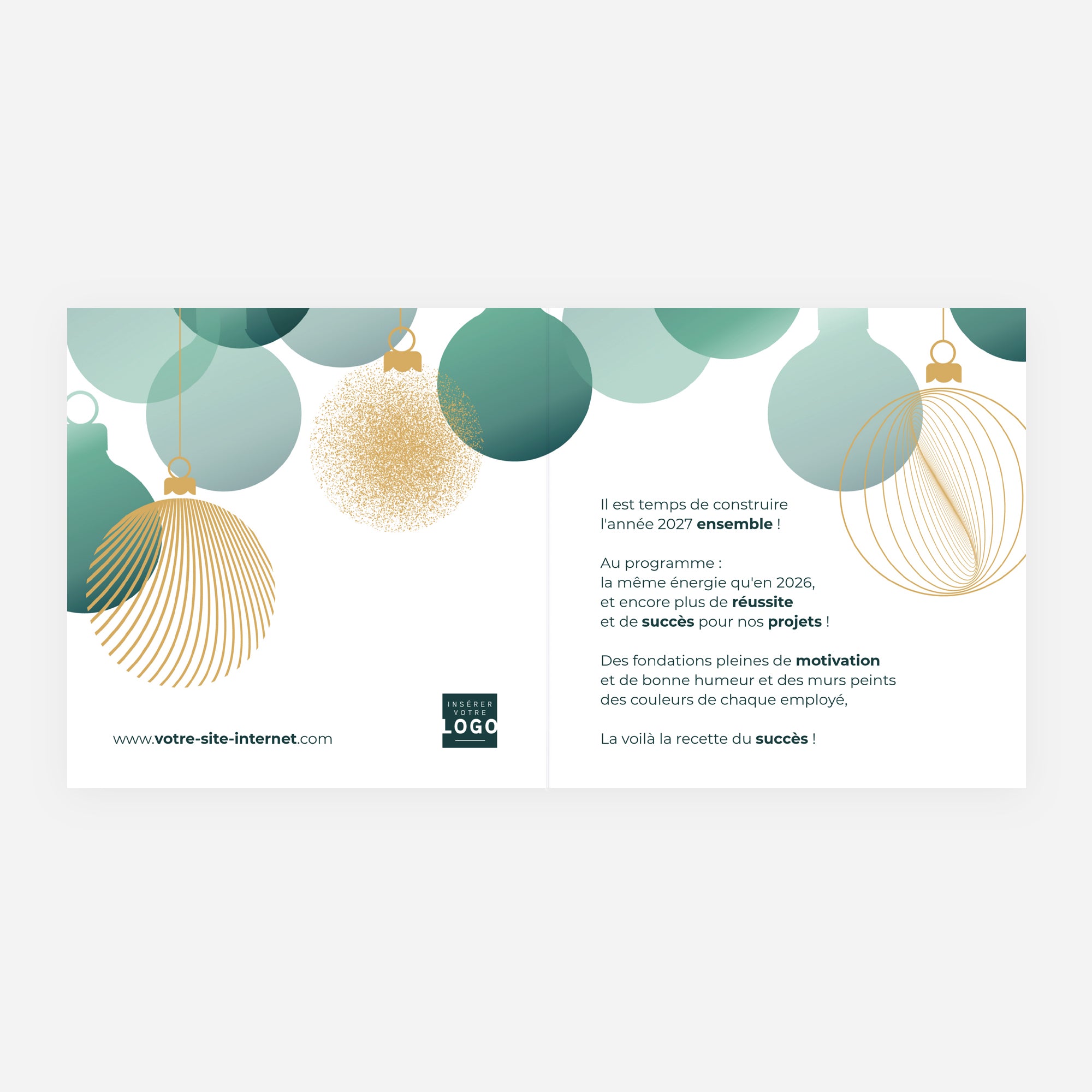 Suspensions Dorées | Vœux professionnels • Carte de voeux dorure • Carré double photo N° 2
