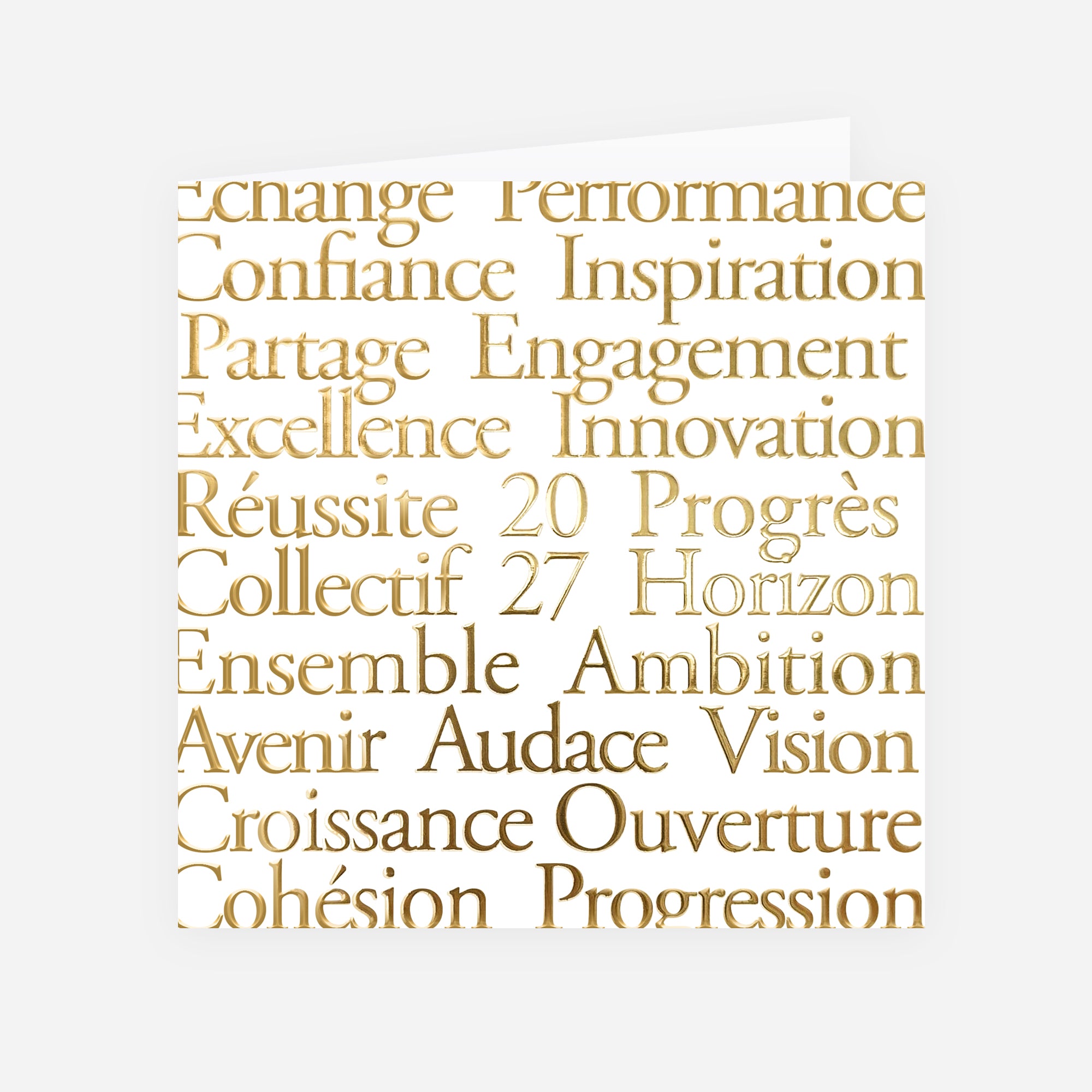 Mots d’Avenir | Vœux professionnels • Carte de voeux dorure • Carré double photo N° 1