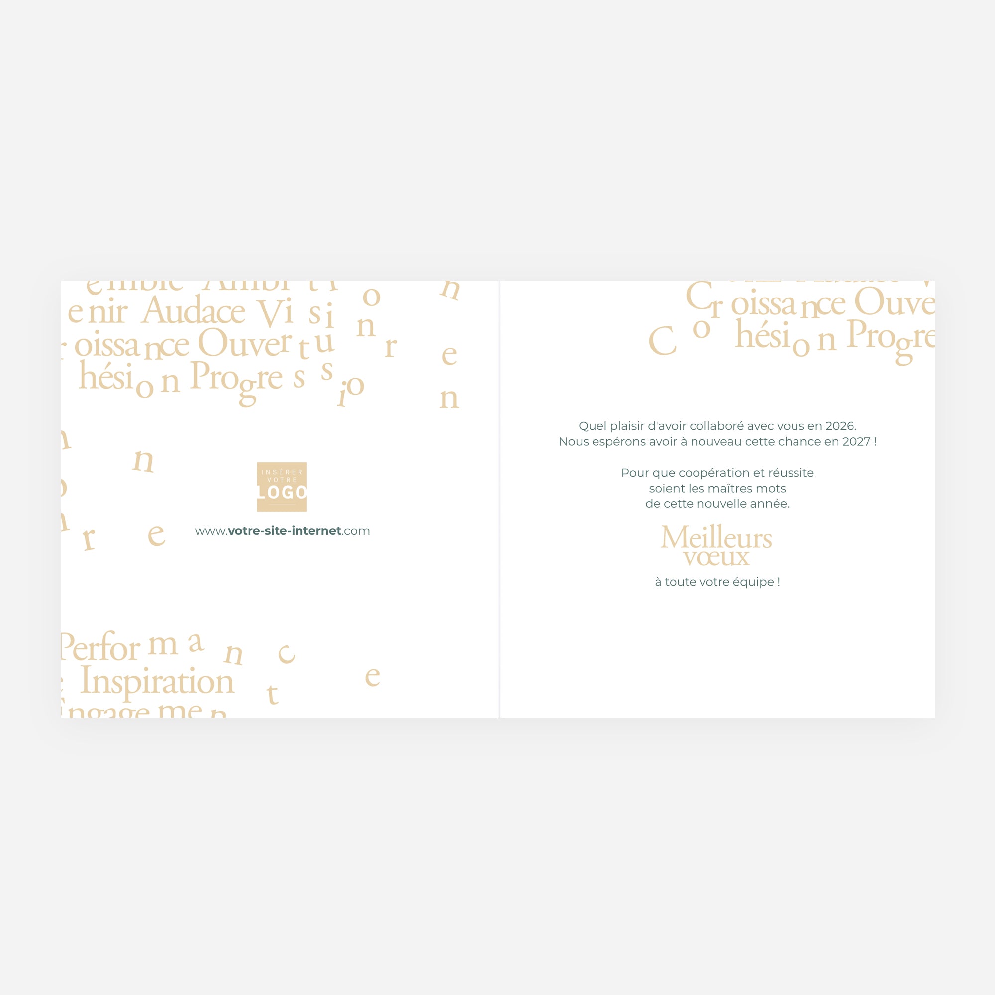 Mots d’Avenir | Vœux professionnels • Carte de voeux dorure • Carré double photo N° 2